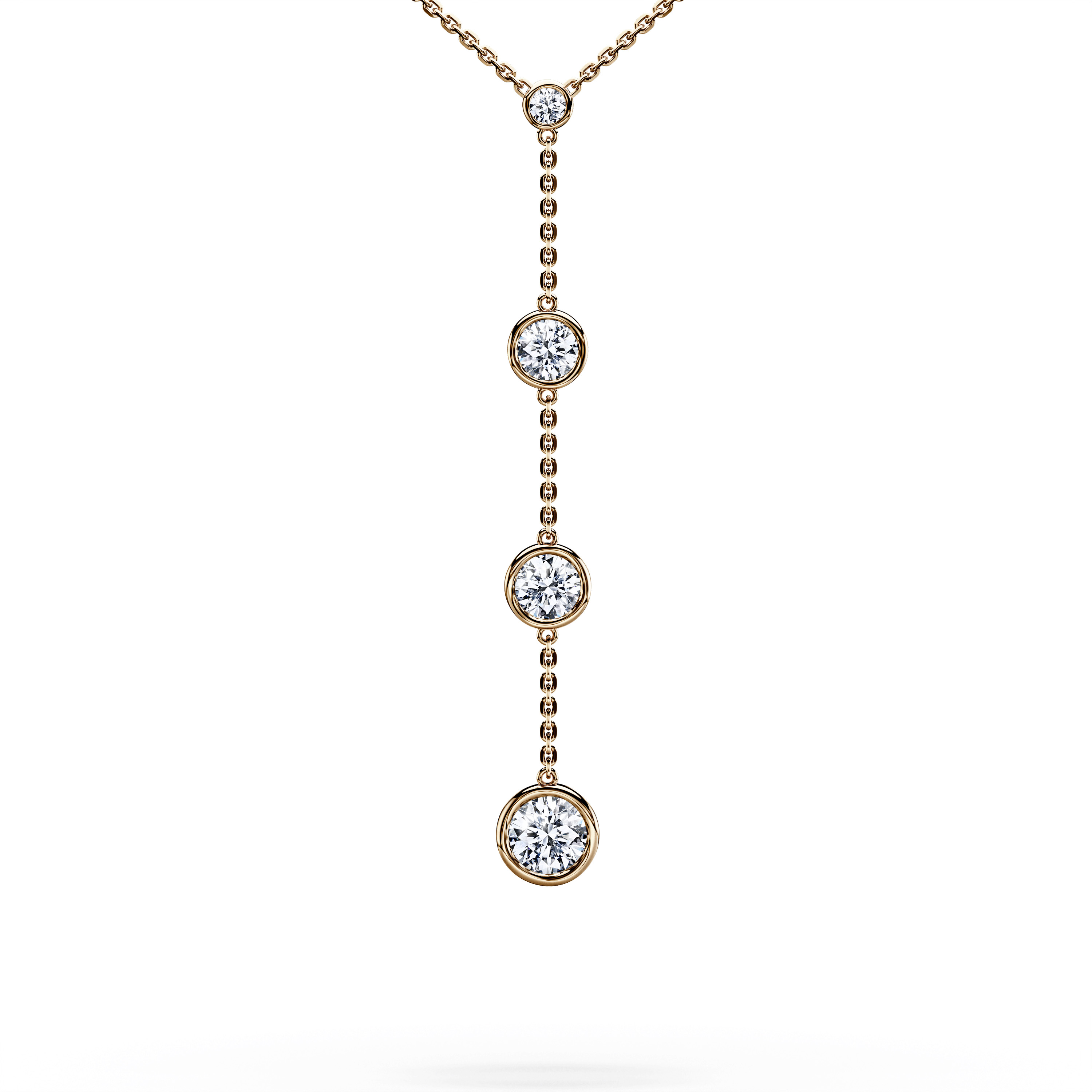 Drop, 18ct Yellow Gold Diamond Drops Pendant Round