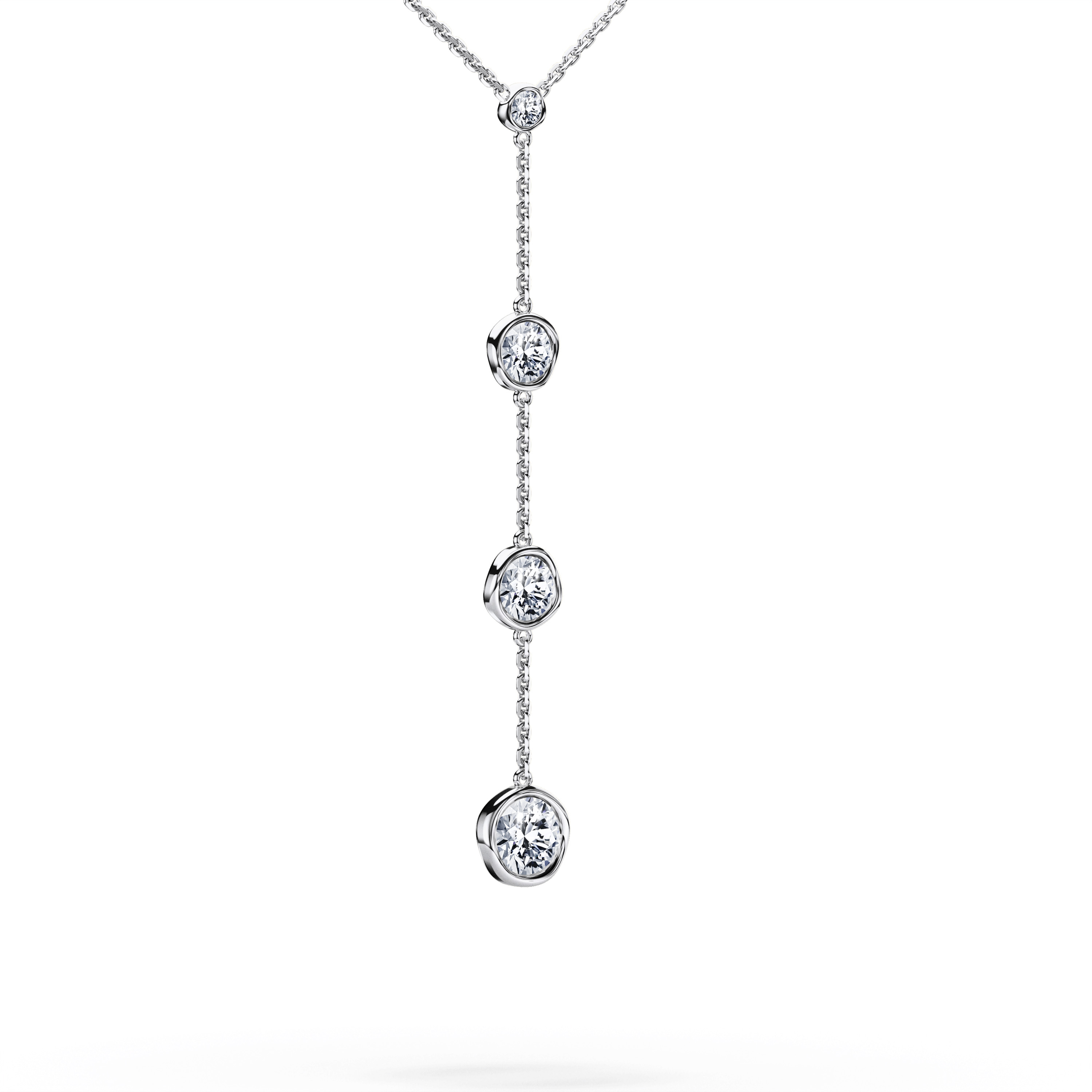 The Moon Ocean Drop Pendant in 18ct White Gold with Round Centre Stone Alternate shot 3