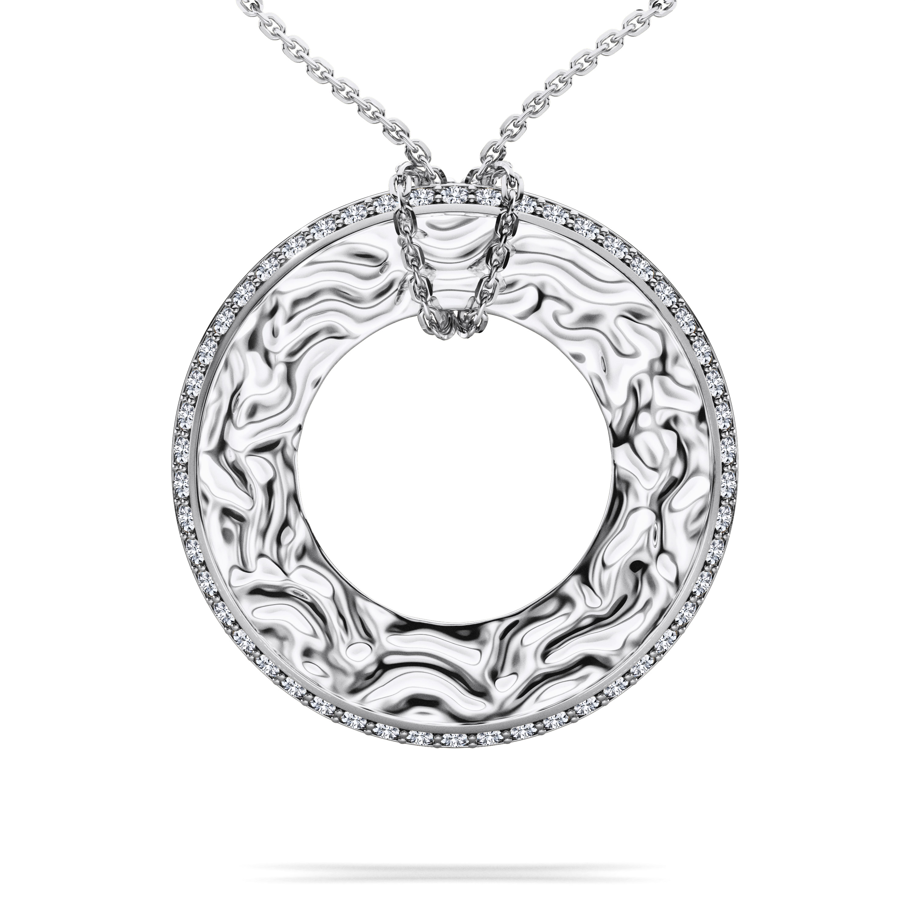 The Moon Ocean Halo Pendant in 18ct White Gold with Round Centre Stone Alternate shot 2