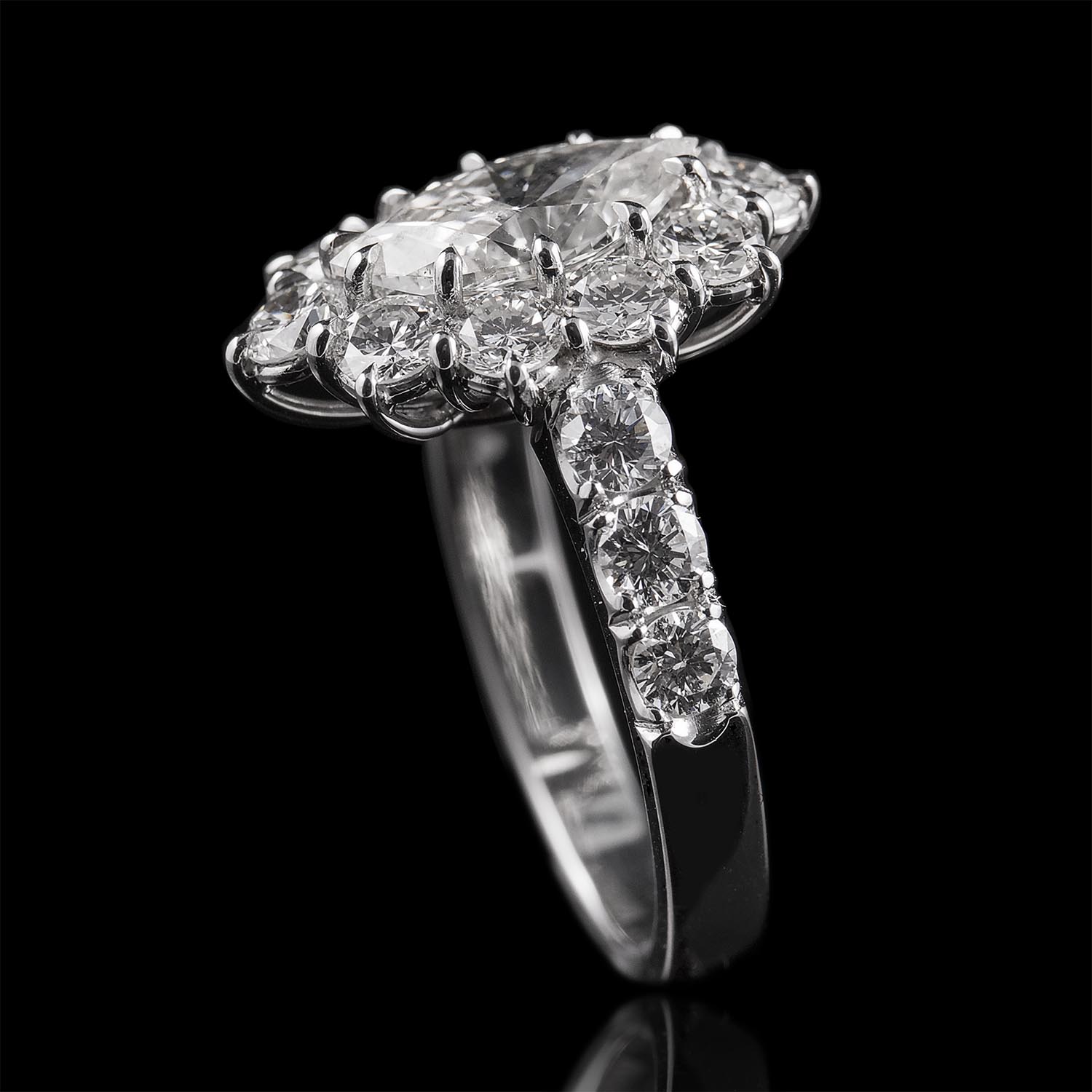 The Moon Ocean Rings in Platinum with Oval Centre Stone Alternate shot 5