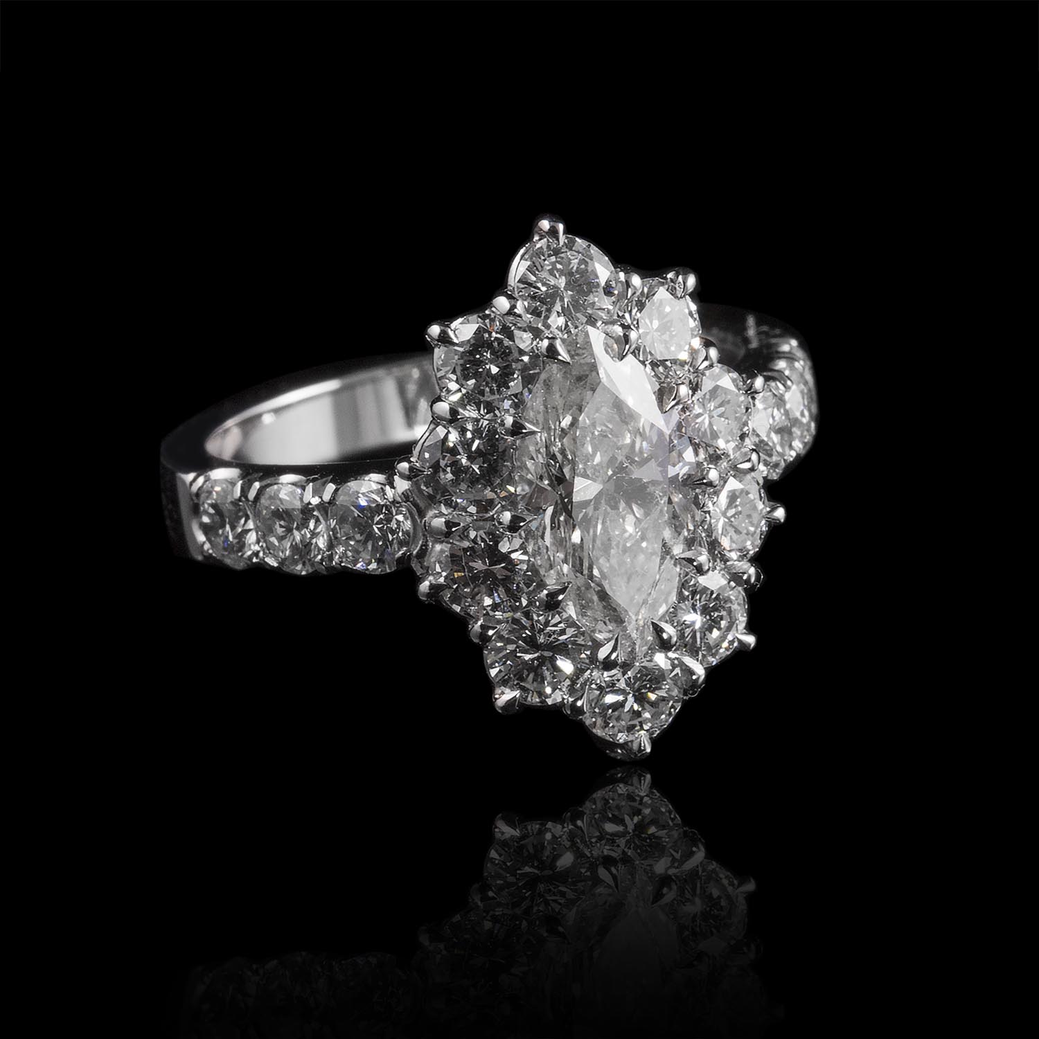 The Moon Ocean Rings in Platinum with Oval Centre Stone Alternate shot 6