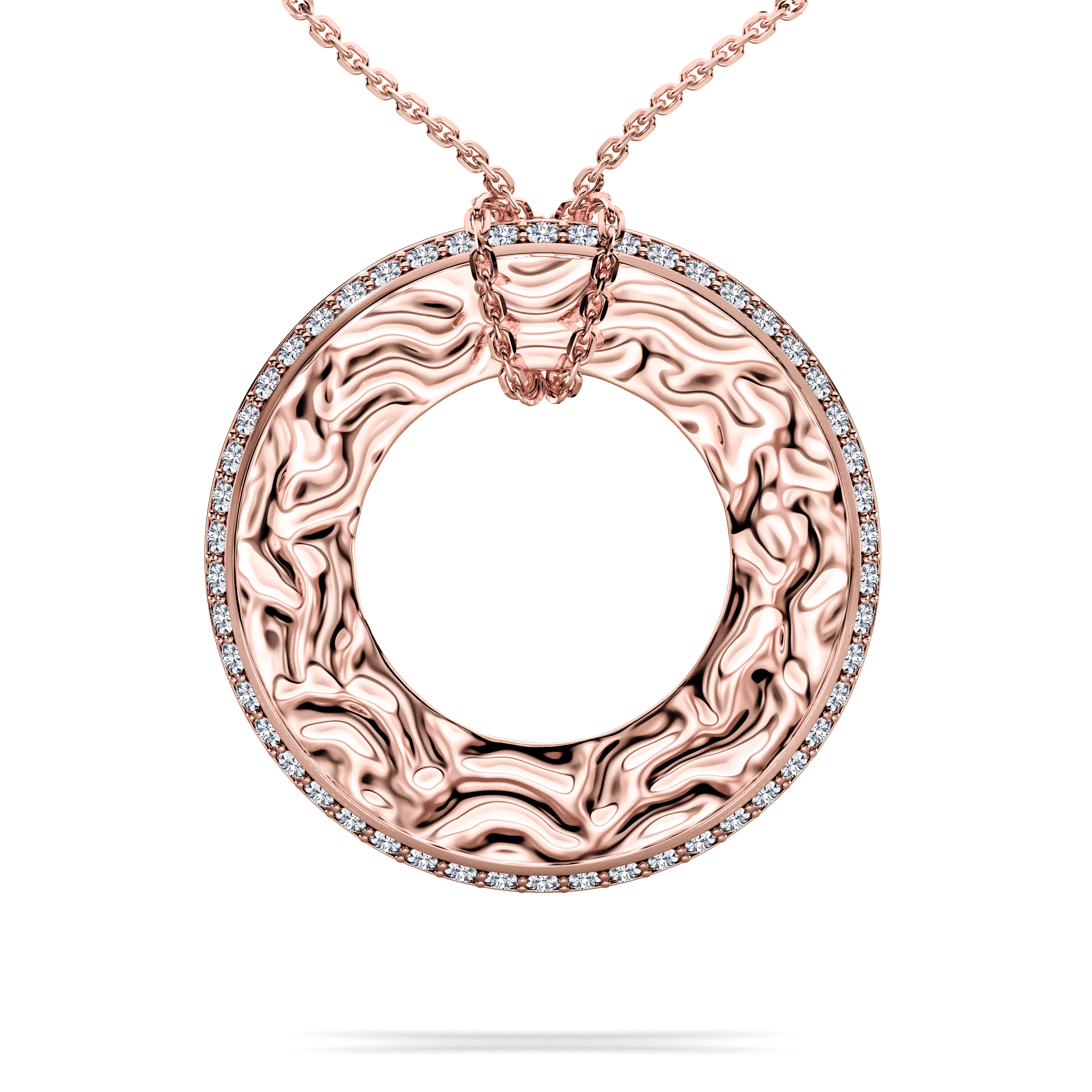 Halo, 18ct Rose Gold Full Moon Pendant Round