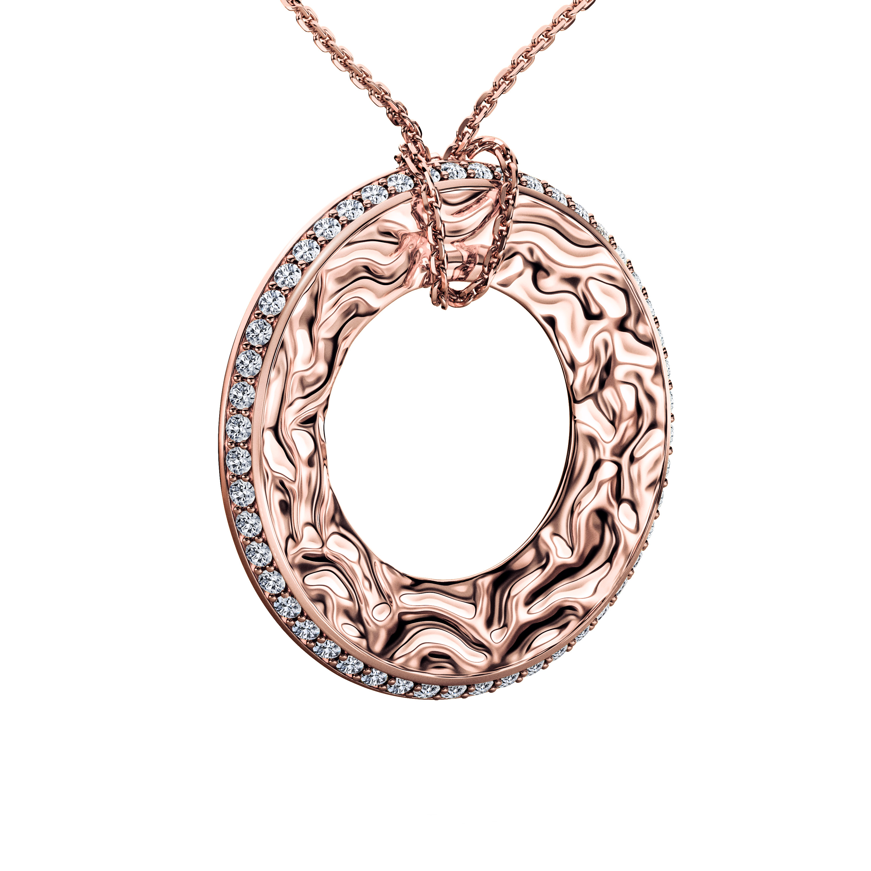 The Moon Ocean Halo Pendant in 18ct Rose Gold with Round Centre Stone Alternate shot 3