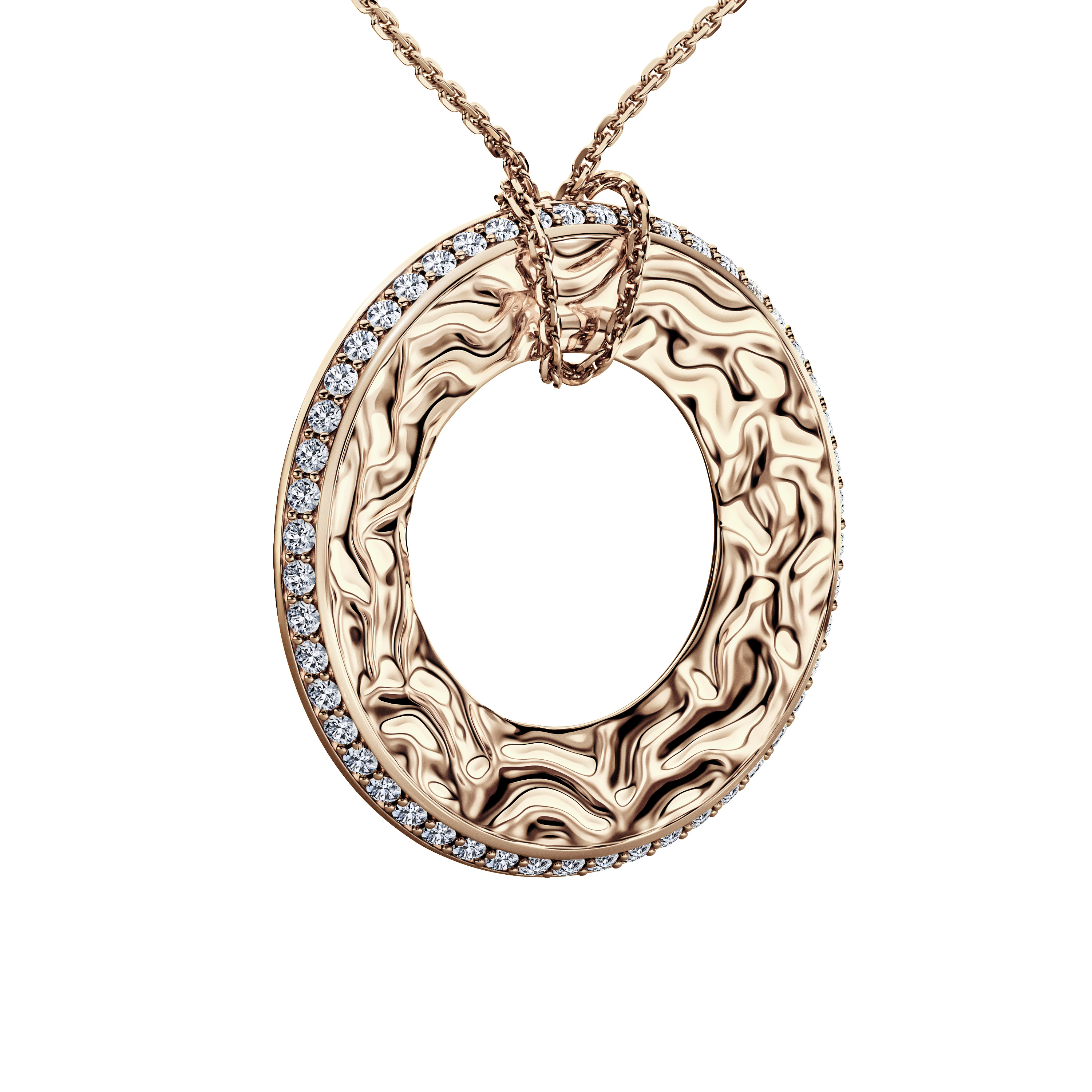 The Moon Ocean Halo Pendant in 18ct Yellow Gold with Round Centre Stone Alternate shot 3