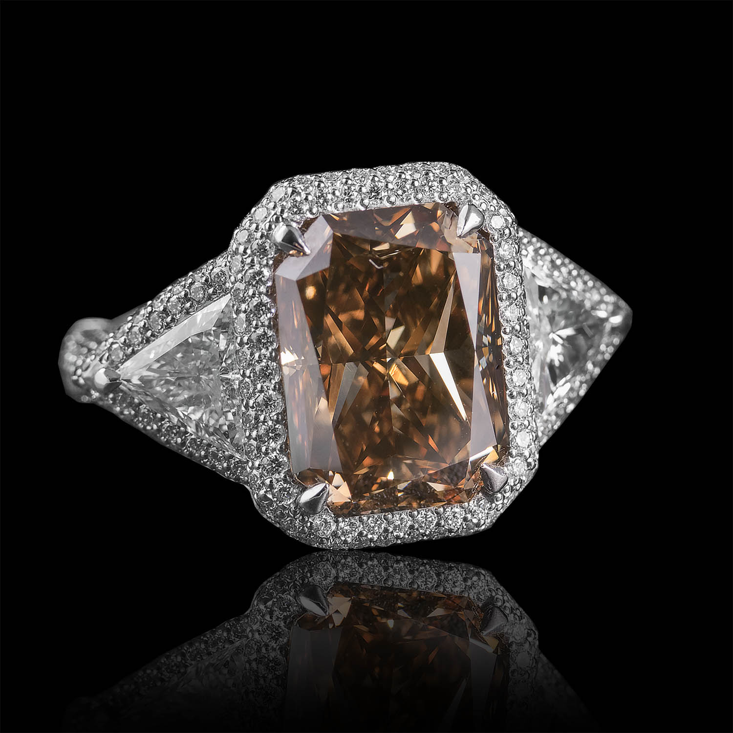 The Moon Ocean Halo Rings in 18ct White Gold with Radiant Centre Stone Alternate shot 2
