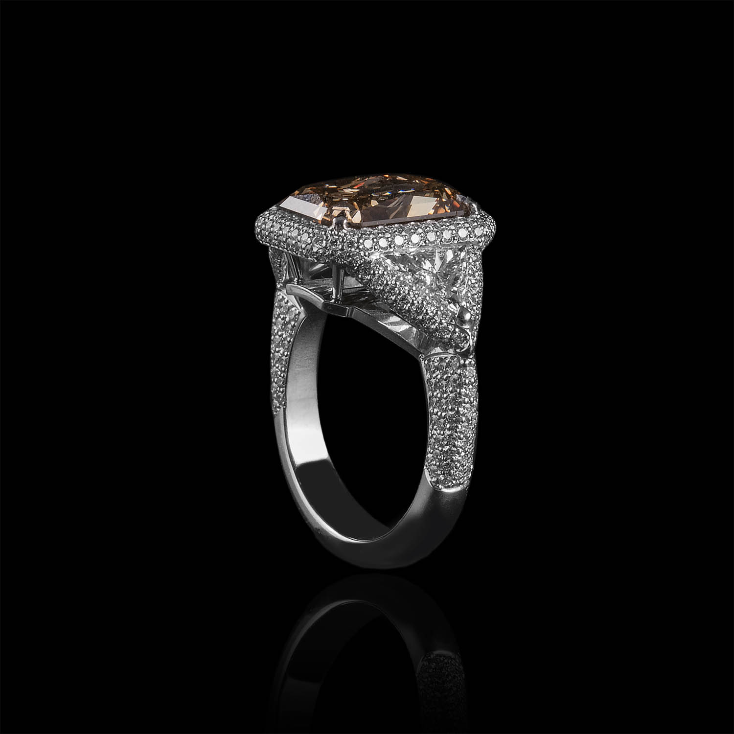 The Moon Ocean Halo Rings in 18ct White Gold with Radiant Centre Stone Alternate shot 3