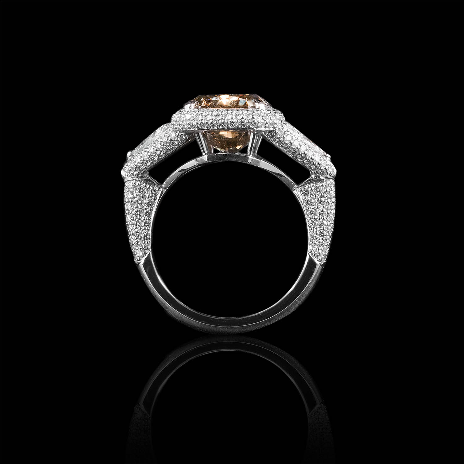 The Moon Ocean Halo Rings in 18ct White Gold with Radiant Centre Stone Alternate shot 4