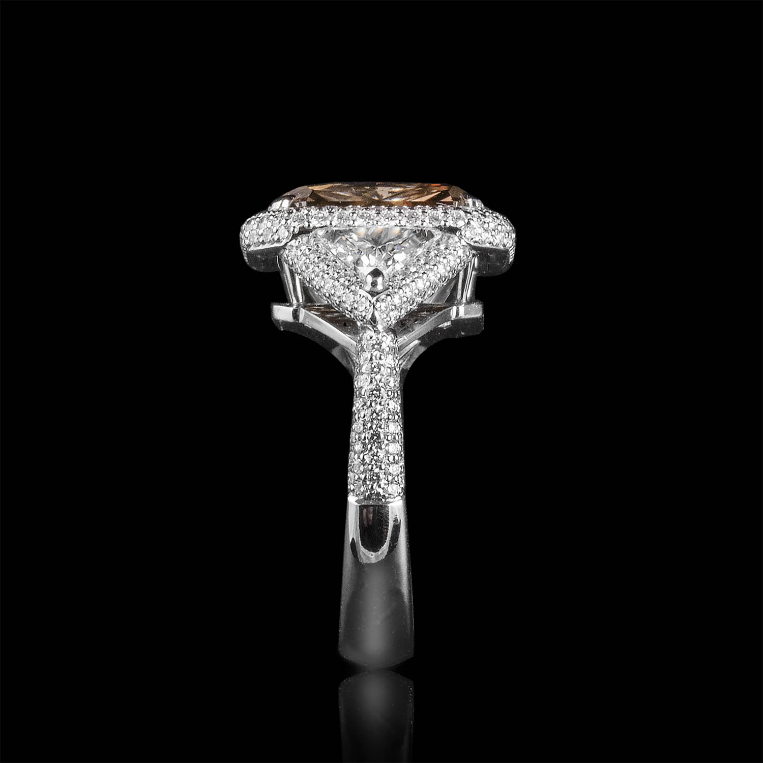 The Moon Ocean Halo Rings in 18ct White Gold with Radiant Centre Stone Alternate shot 5