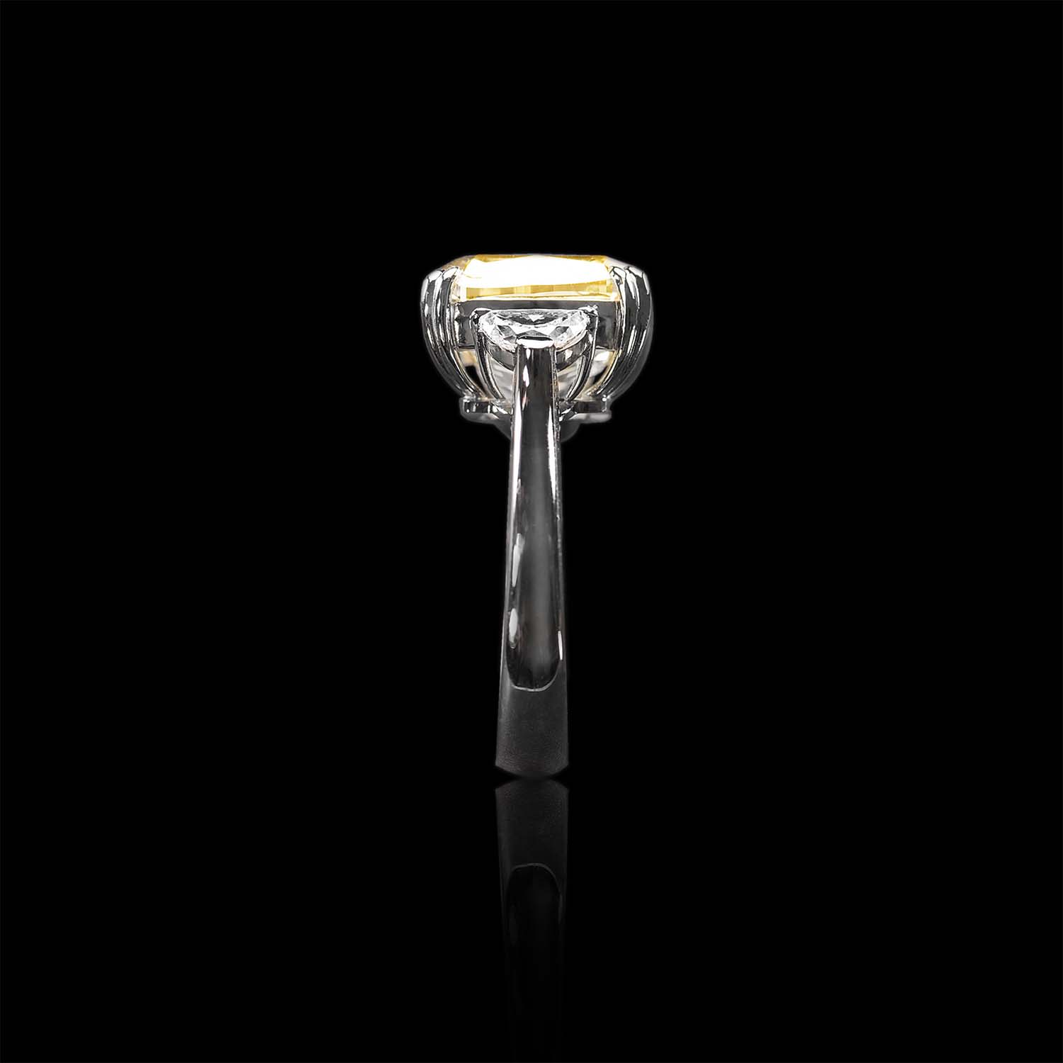 The Moon Ocean Rings in Platinum with Cushion Centre Stone Alternate shot 3