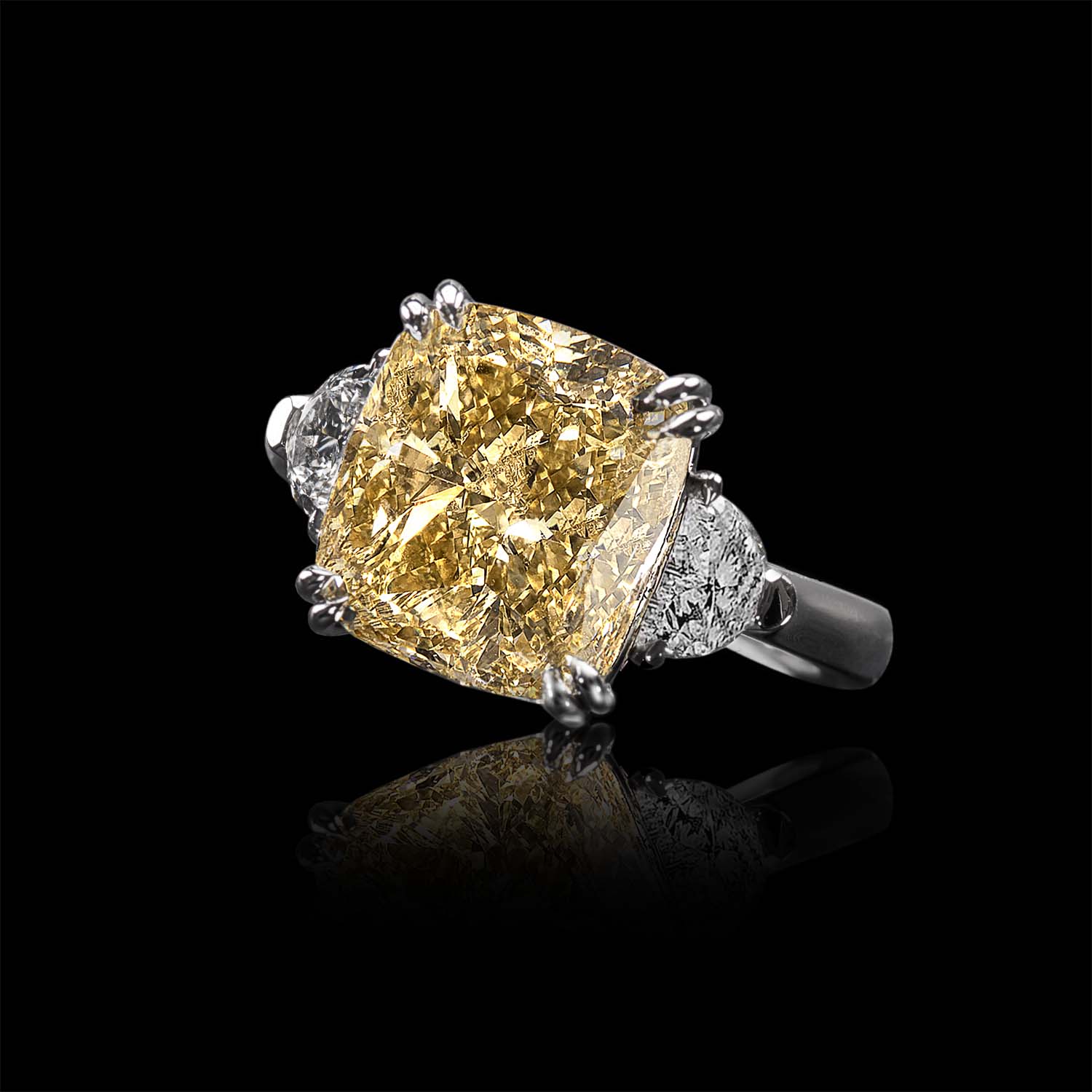 The Moon Ocean Rings in Platinum with Cushion Centre Stone Alternate shot 4