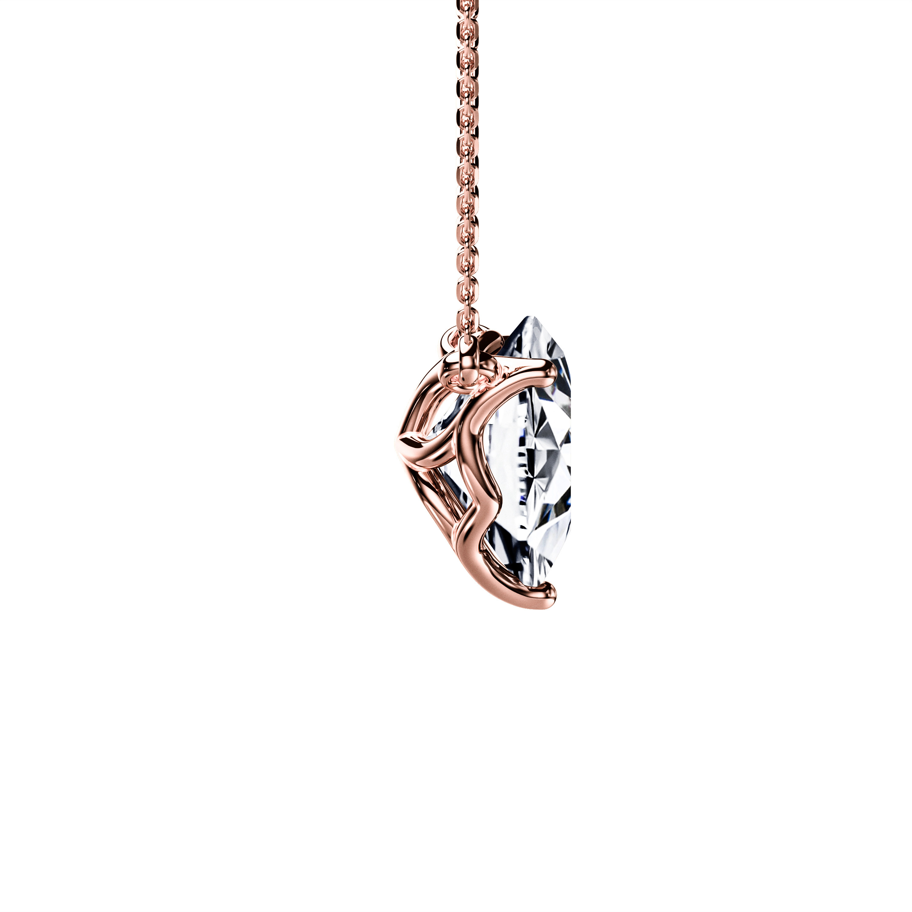 The Moon Ocean Stud Pendant in 18ct Rose Gold with Heart Centre Stone Alternate shot 4