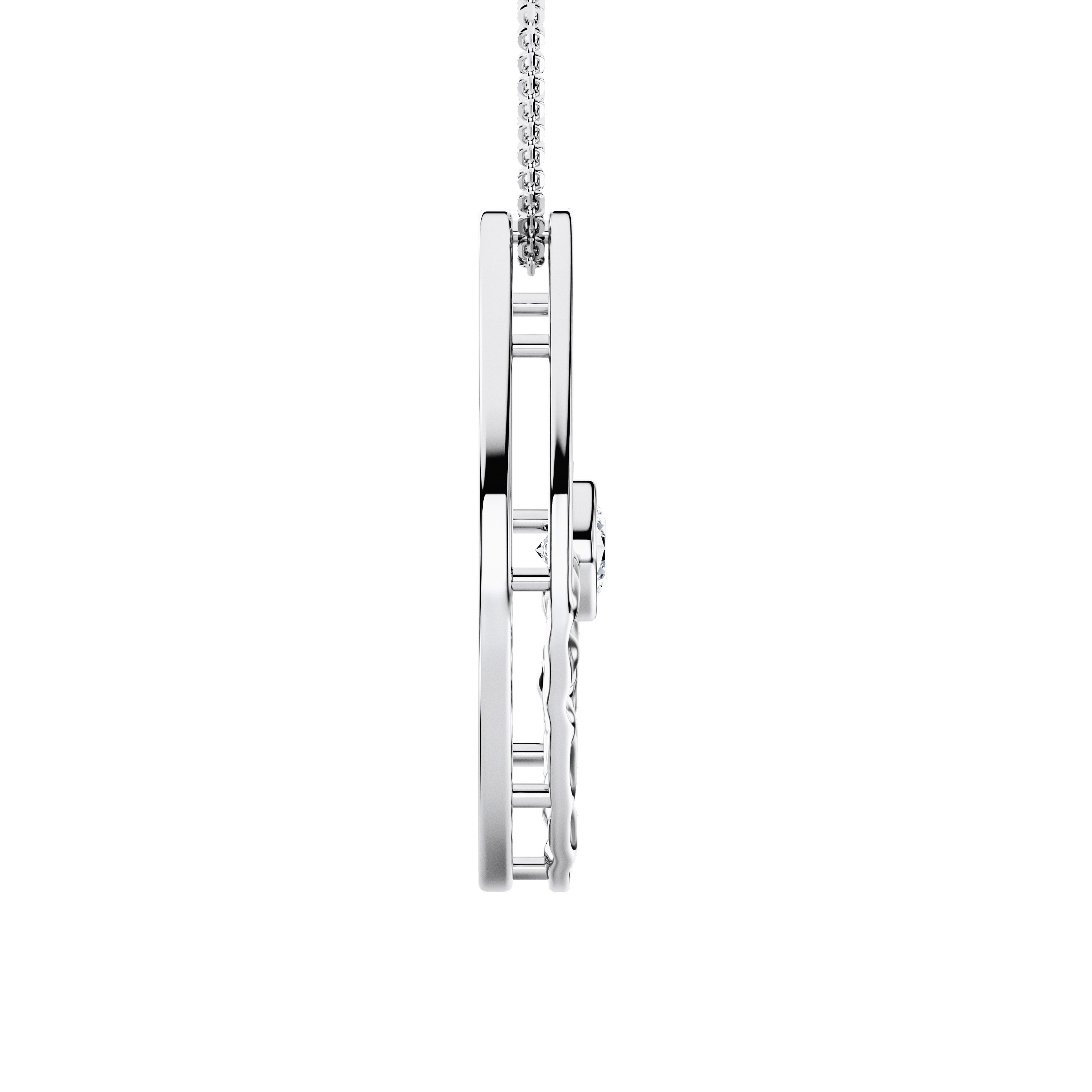 The Moon Ocean Bezel Pendant in 18ct White Gold with Round Centre Stone Alternate shot 4