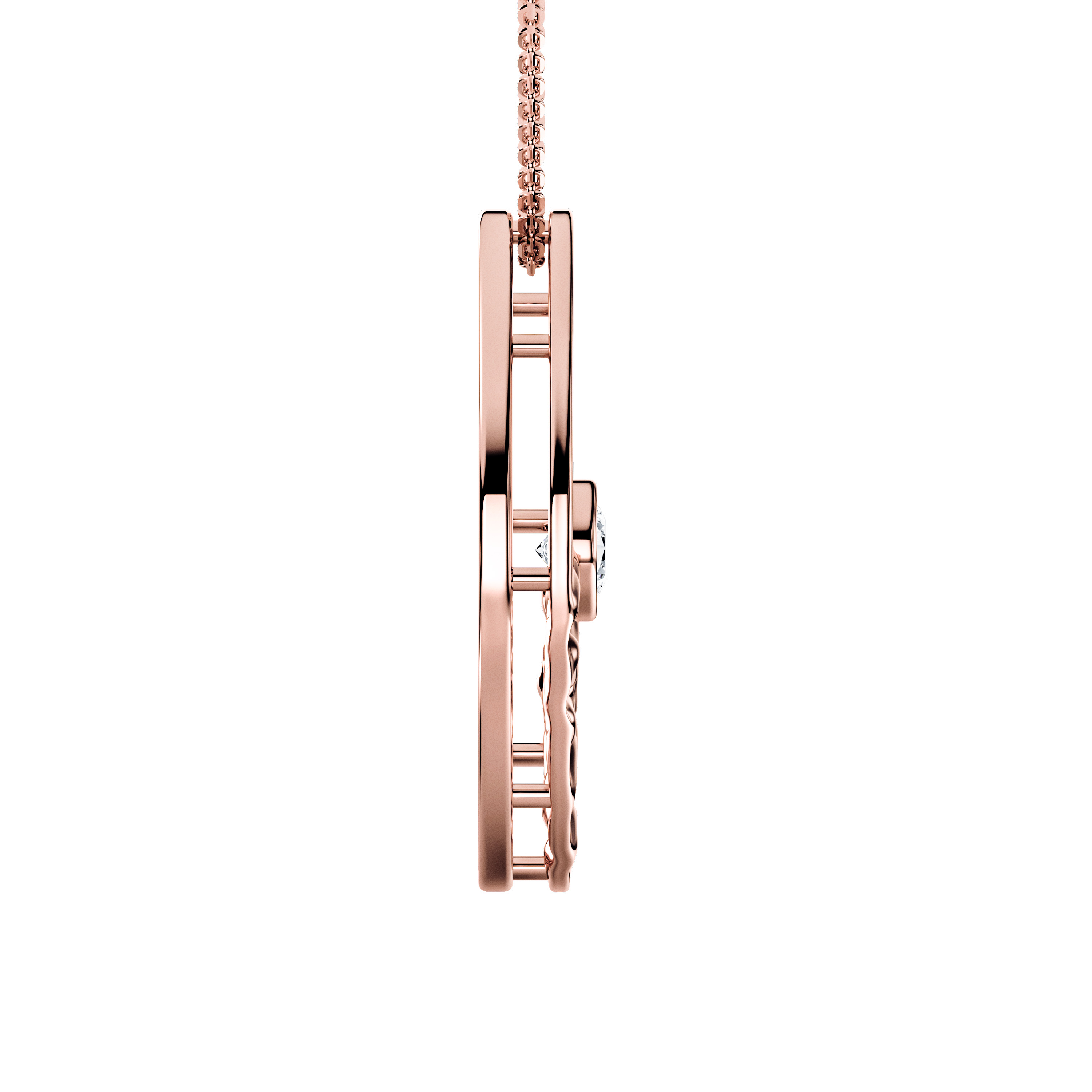 The Moon Ocean Bezel Pendant in 18ct Rose Gold with Round Centre Stone Alternate shot 4