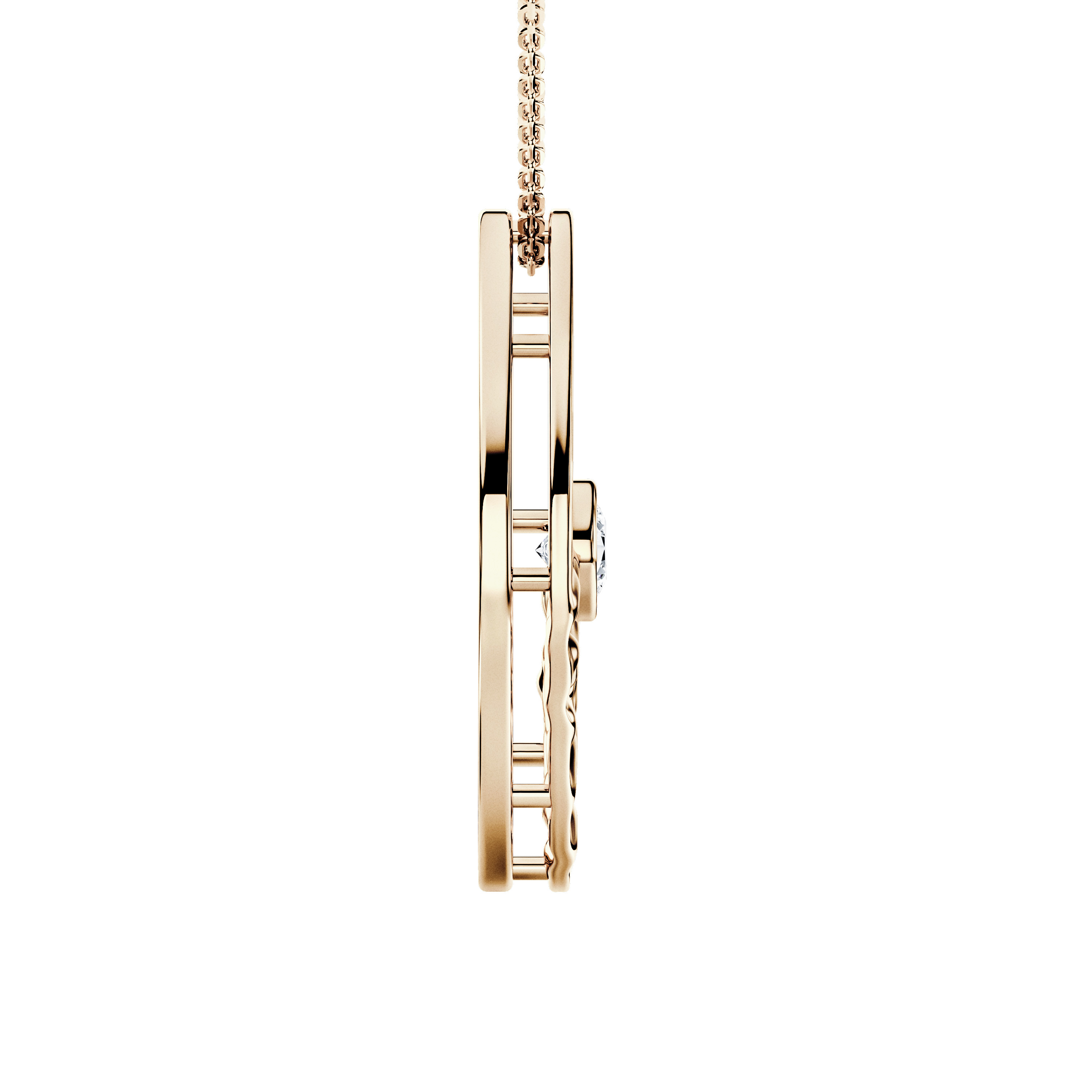 The Moon Ocean Bezel Pendant in 18ct Yellow Gold with Round Centre Stone Alternate shot 4