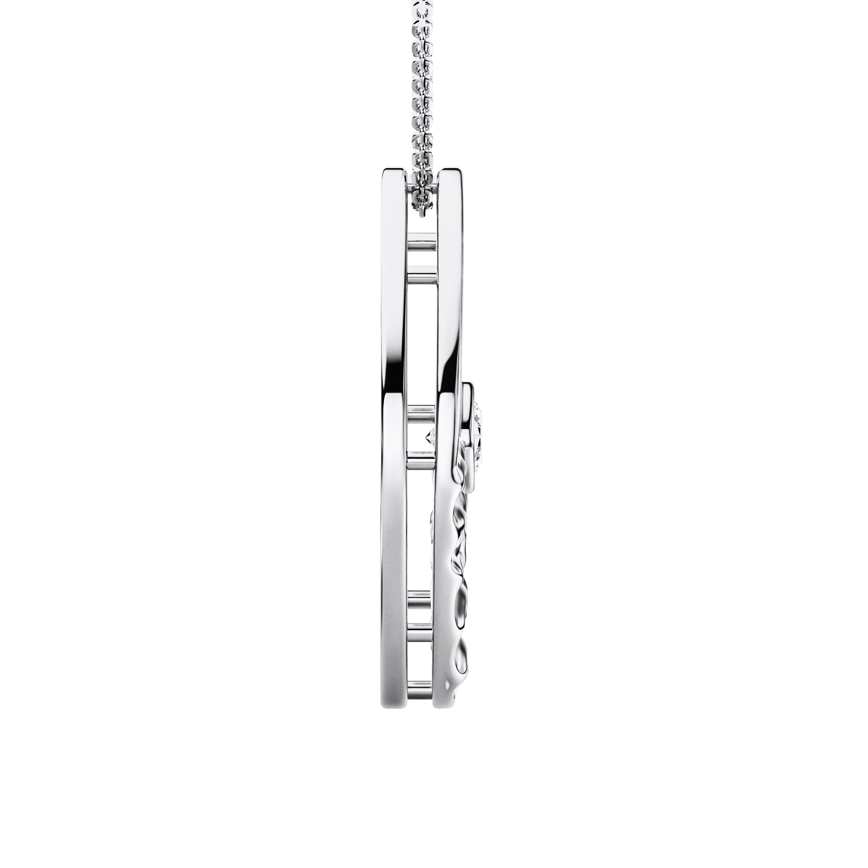 The Moon Ocean Bezel Pendant in 18ct White Gold with Round Centre Stone Alternate shot 4