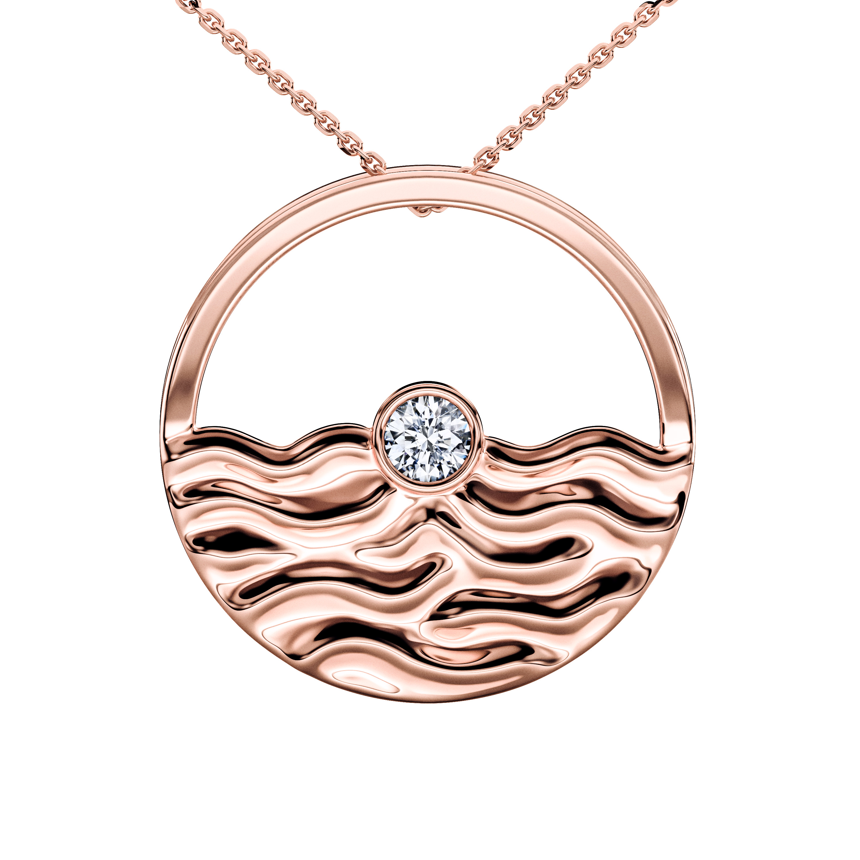 Bezel, 18ct Rose Gold Sky Pendant Round
