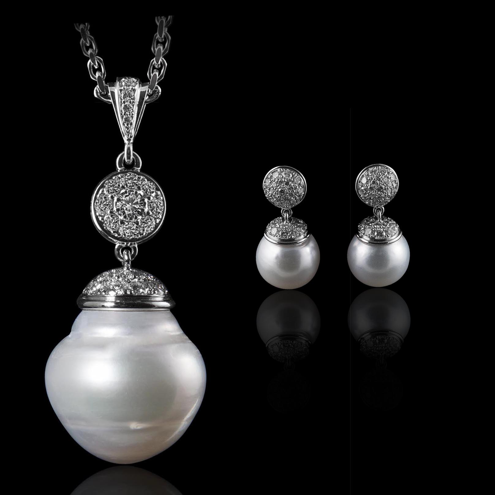 The Moon Ocean Pendants in Platinum Alternate shot 3