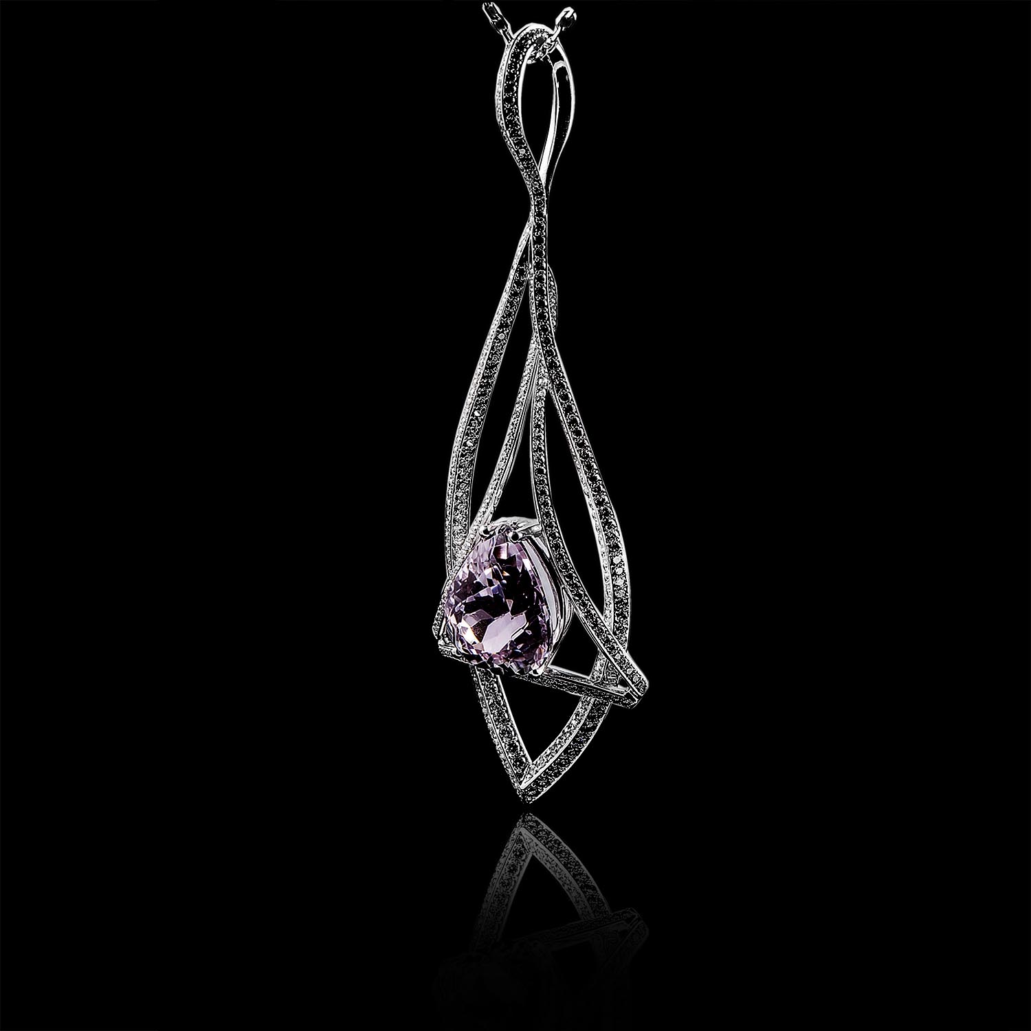 The Moon Ocean Pendants in Platinum with Pear Centre Stone Alternate shot 3