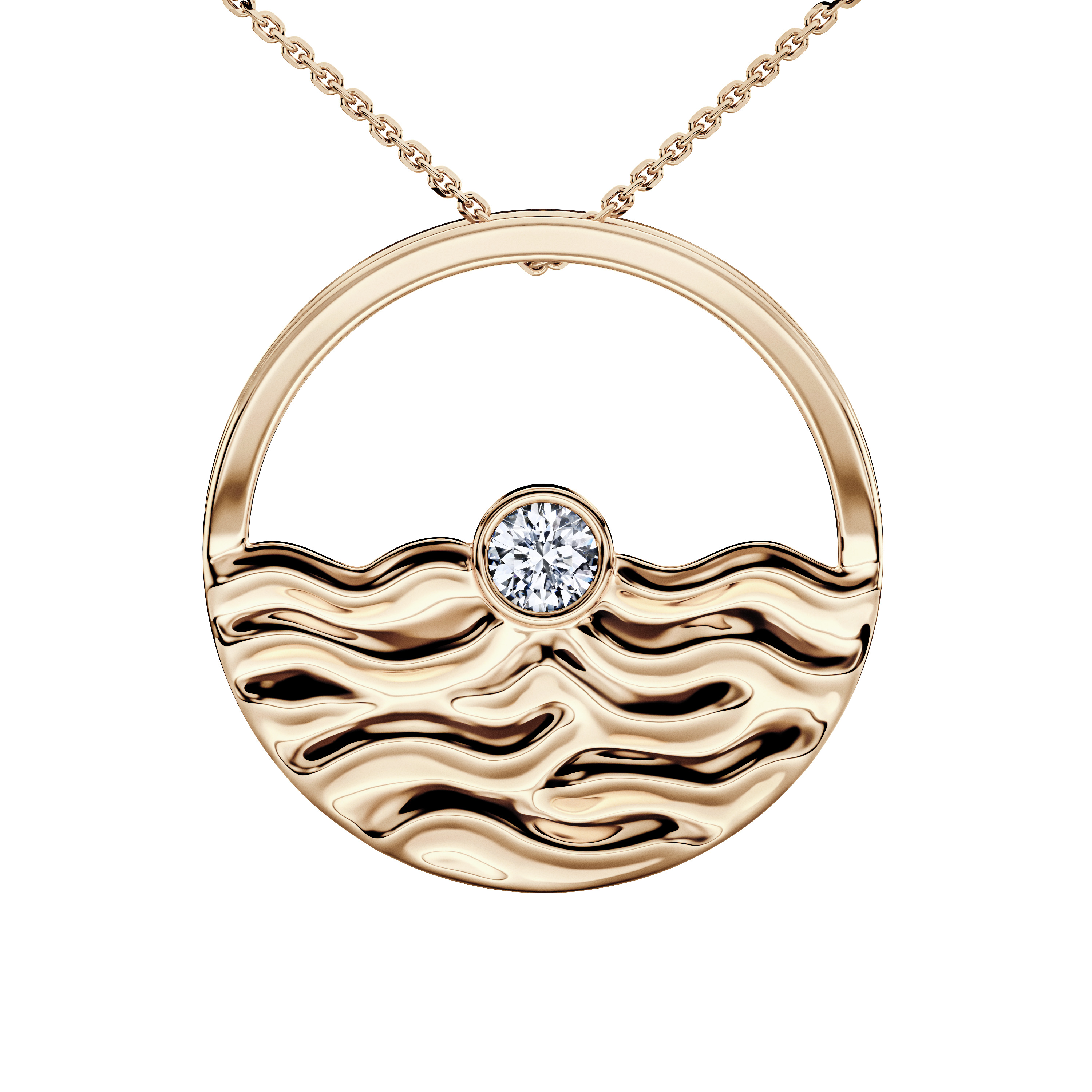 Bezel, 18ct Yellow Gold Sky Pendant Round