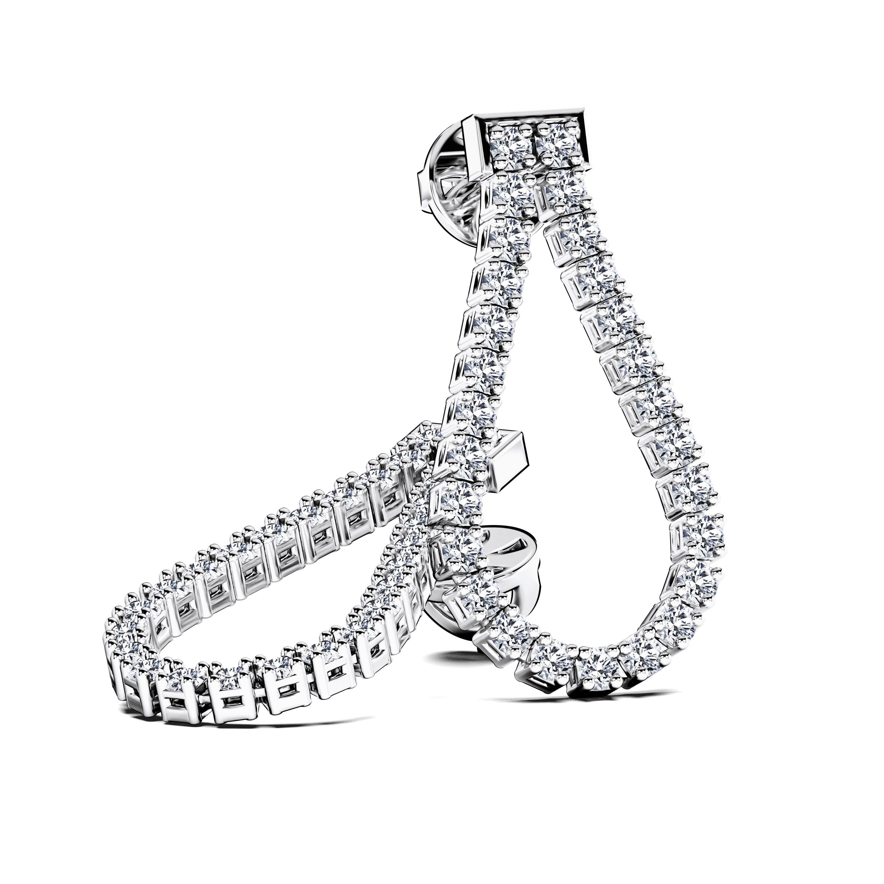 The Moon Ocean Tennis Earrings in 18ct White Gold with Round Centre Stone Alternate shot 3