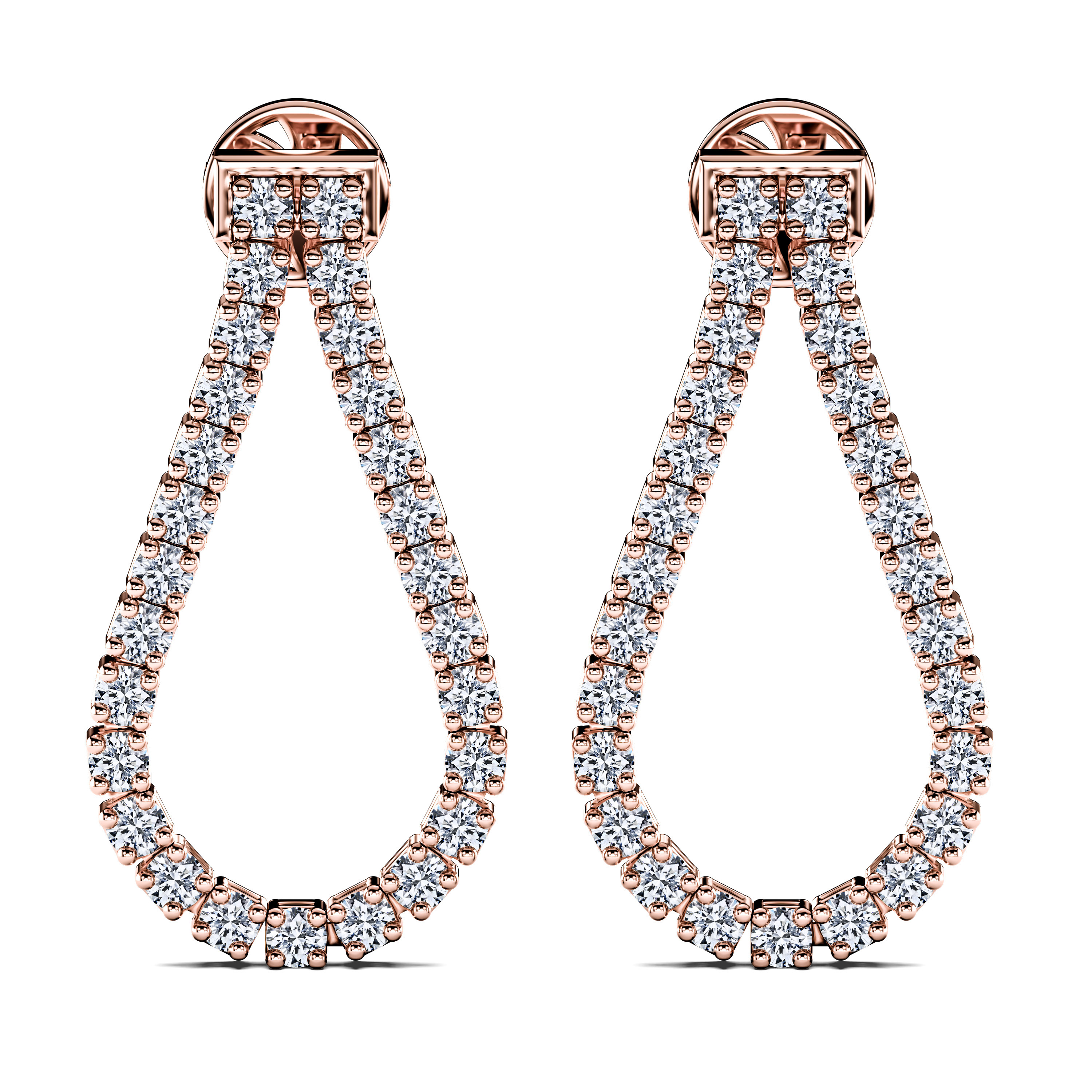 The Moon Ocean Tennis Earrings in 18ct Rose Gold with Round Centre Stone Alternate shot 2