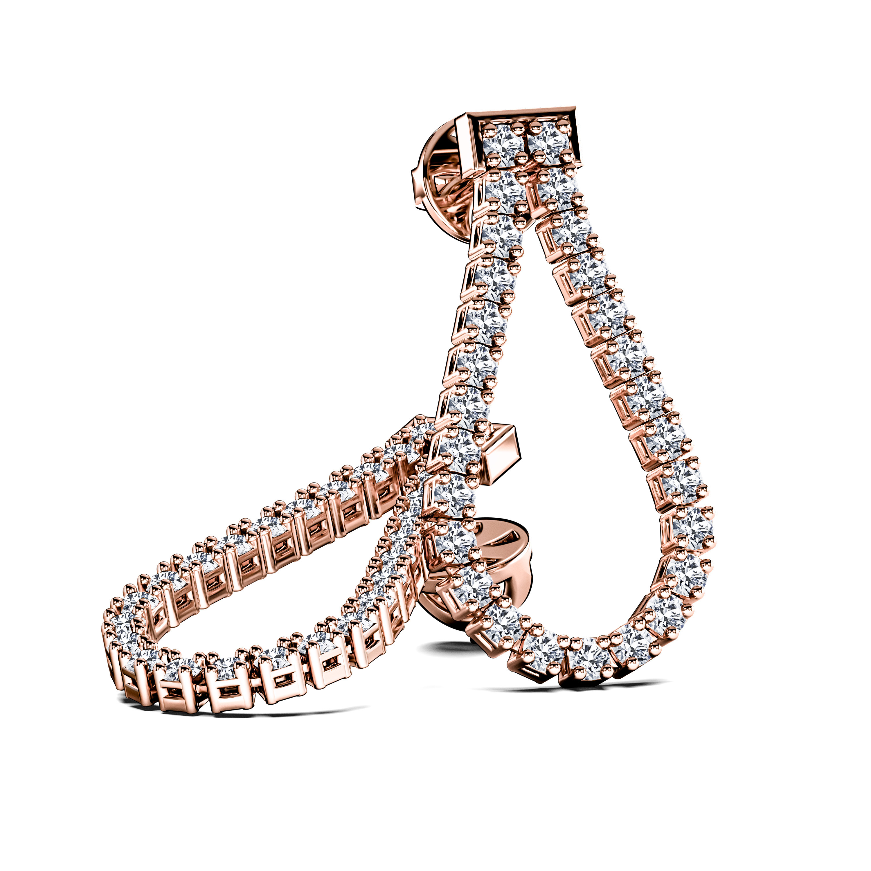 The Moon Ocean Tennis Earrings in 18ct Rose Gold with Round Centre Stone Alternate shot 3