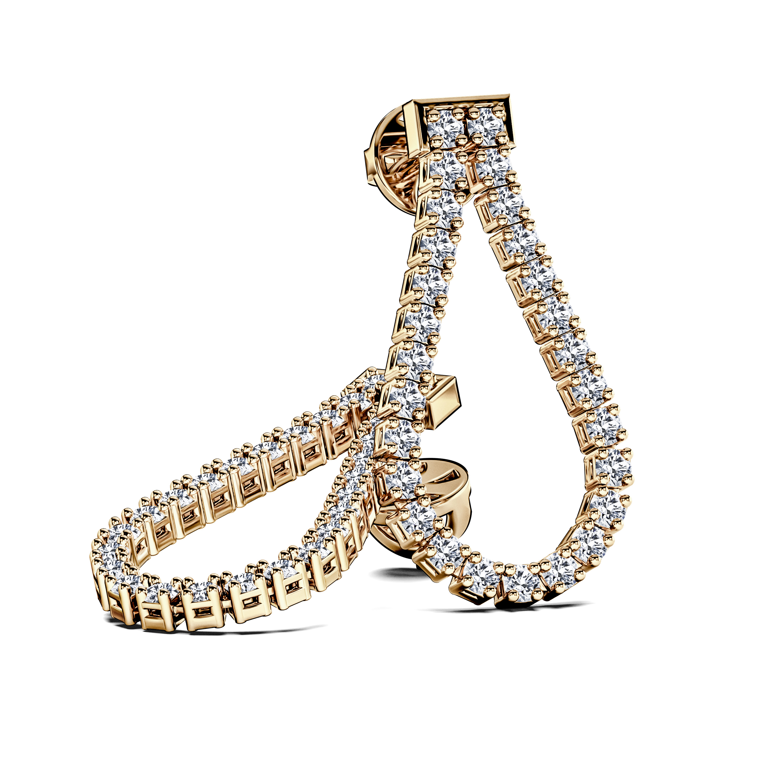 The Moon Ocean Tennis Earrings in 18ct Yellow Gold with Round Centre Stone Alternate shot 3