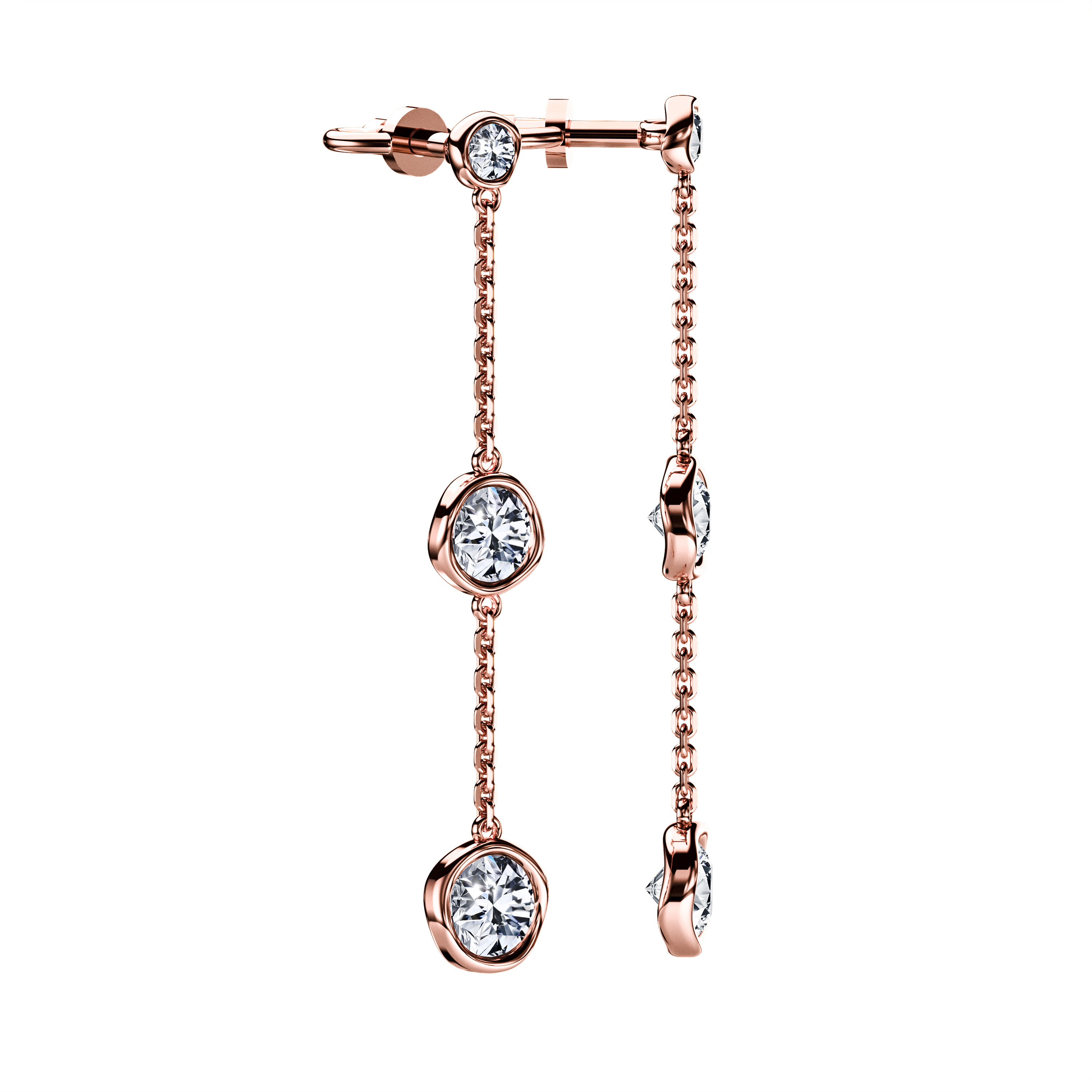 The Moon Ocean Bezel Earrings in 18ct Rose Gold with Round Centre Stone Alternate shot 3