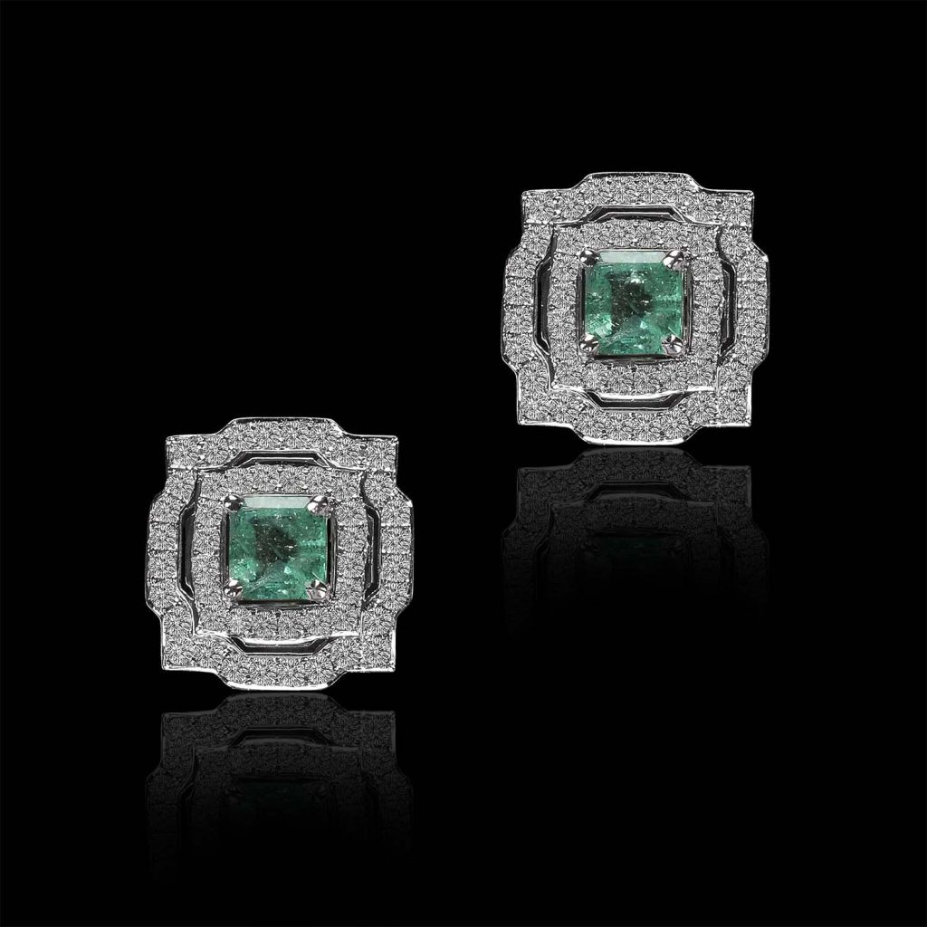 18ct White Gold Triple Emerald Ness Emerald