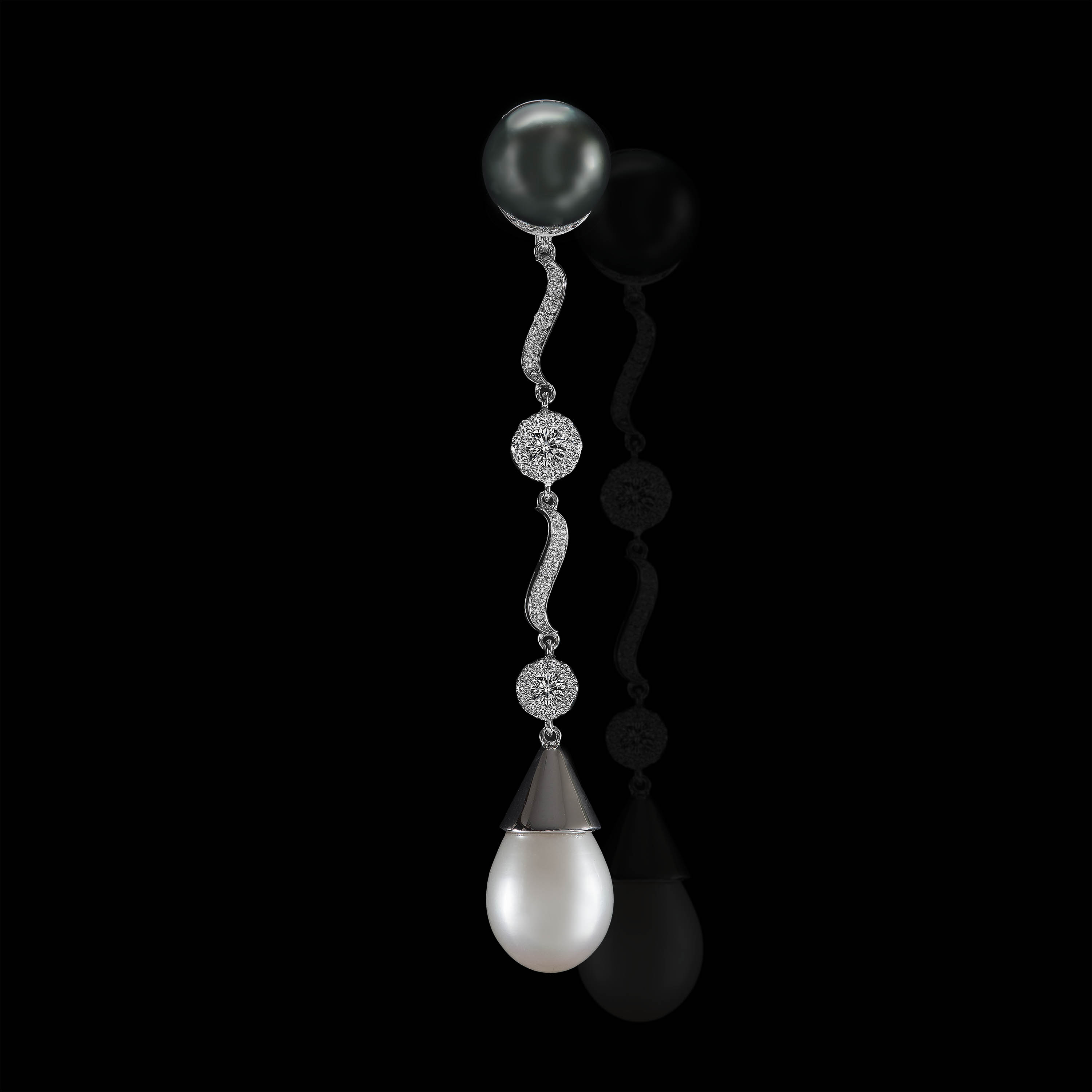 The Moon Ocean Earrings in Platinum Alternate shot 2