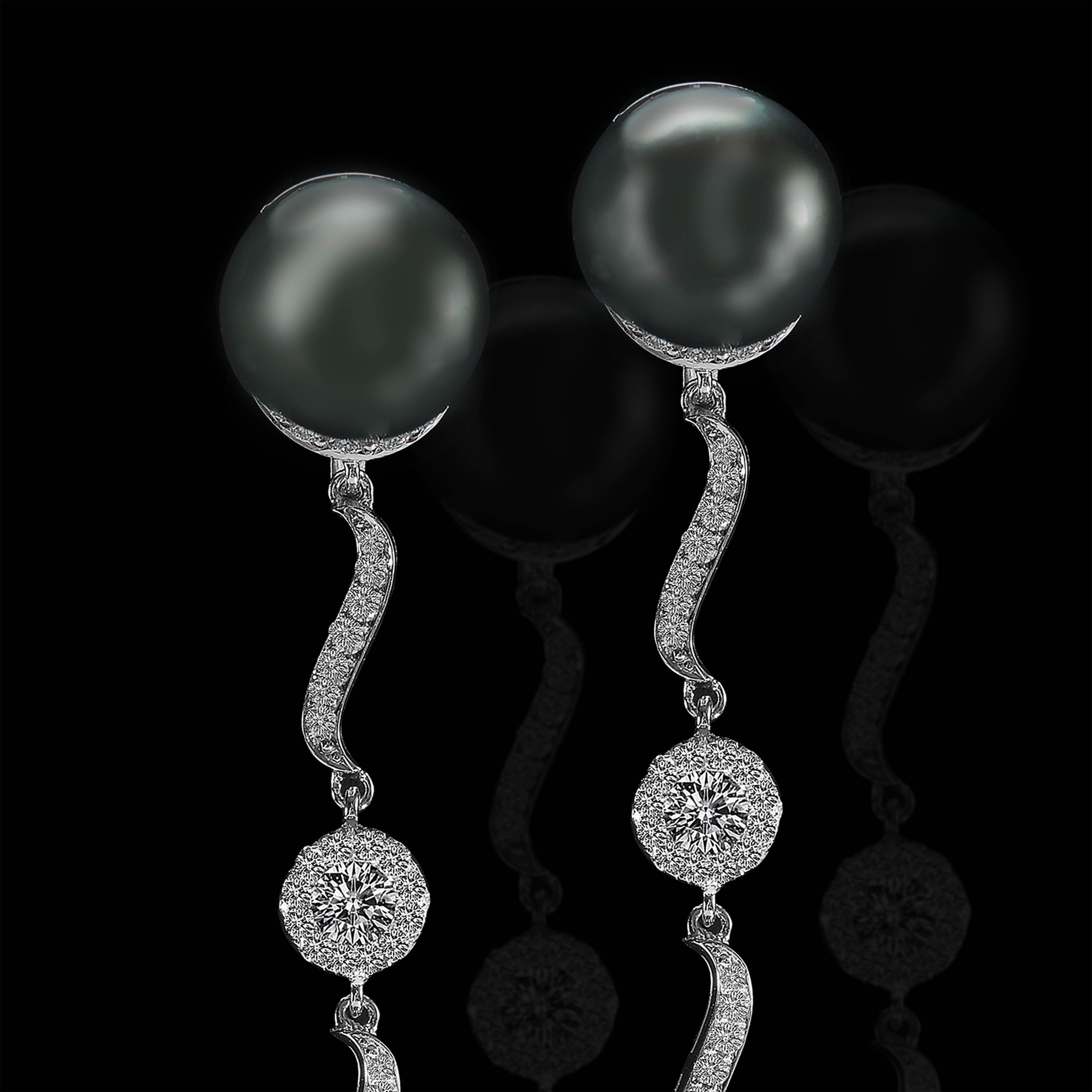 The Moon Ocean Earrings in Platinum Alternate shot 4