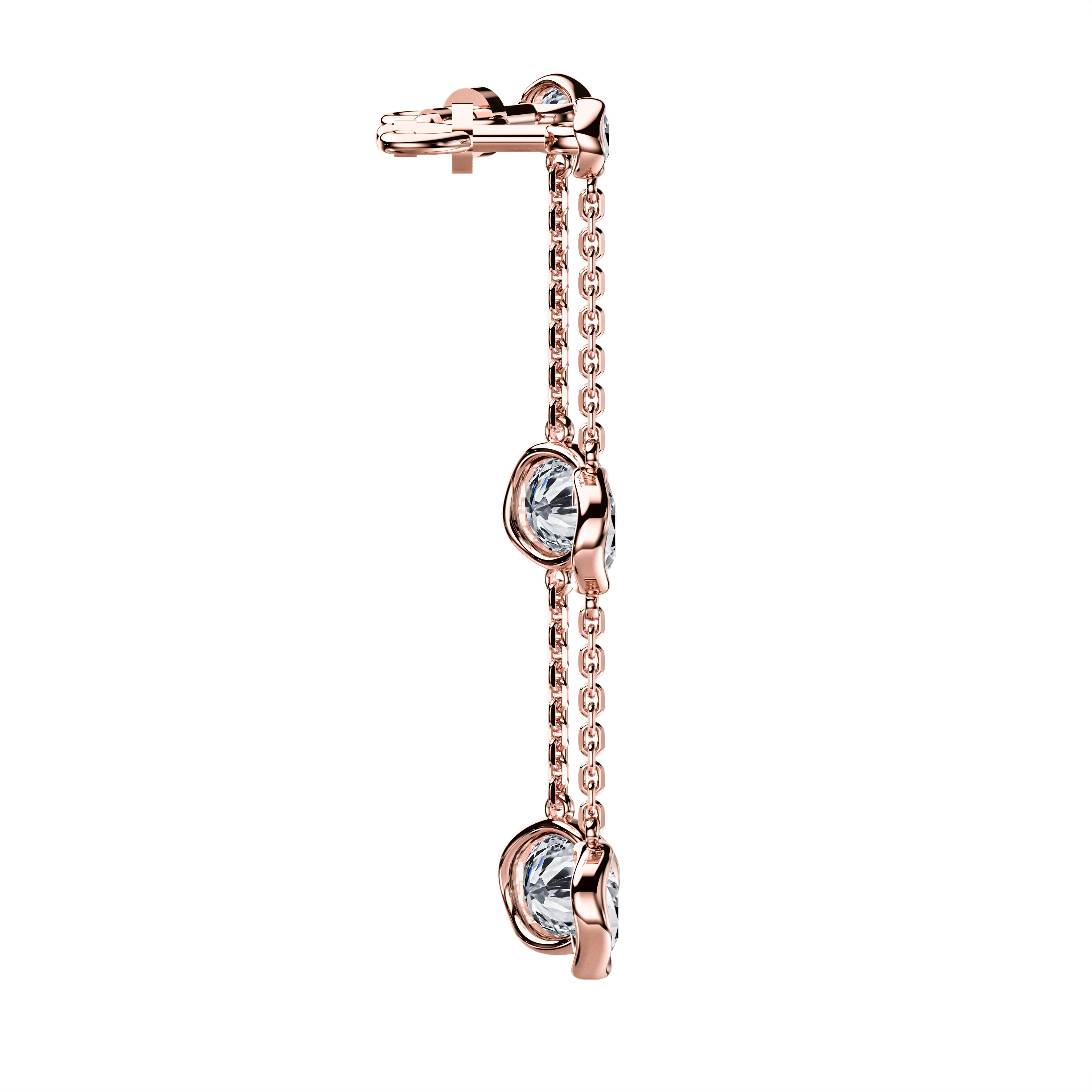 The Moon Ocean Bezel Earrings in 18ct Rose Gold with Round Centre Stone Alternate shot 4