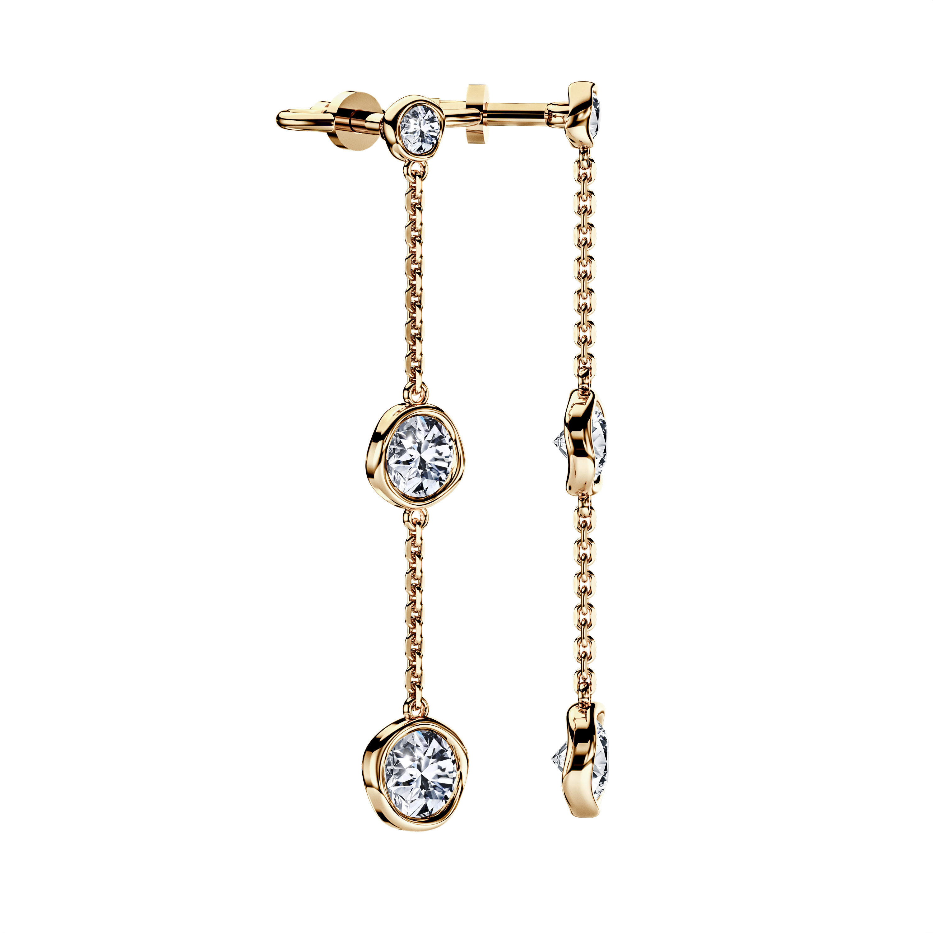 The Moon Ocean Bezel Earrings in 18ct Yellow Gold with Round Centre Stone Alternate shot 3