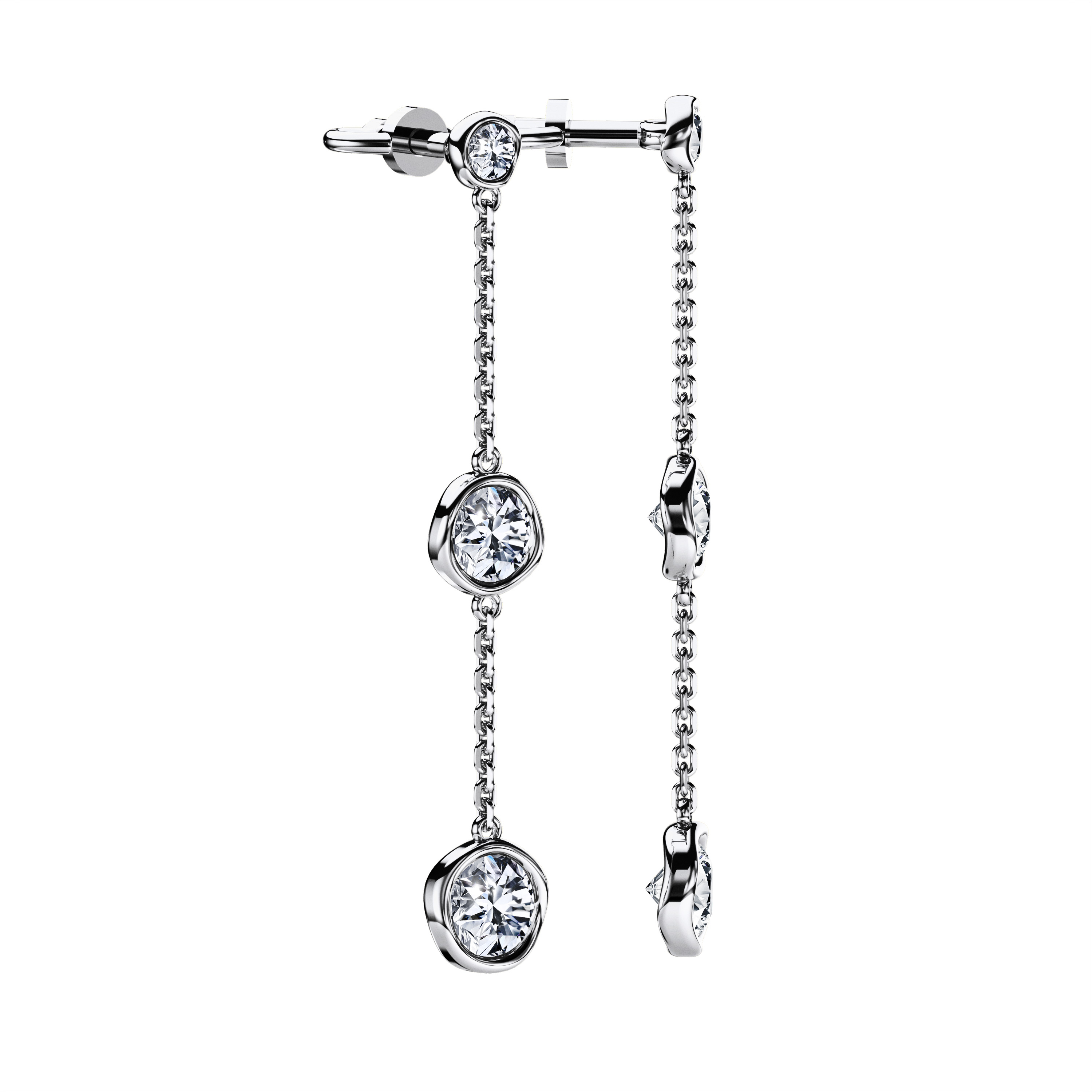The Moon Ocean Bezel Earrings in 18ct White Gold with Round Centre Stone Alternate shot 3