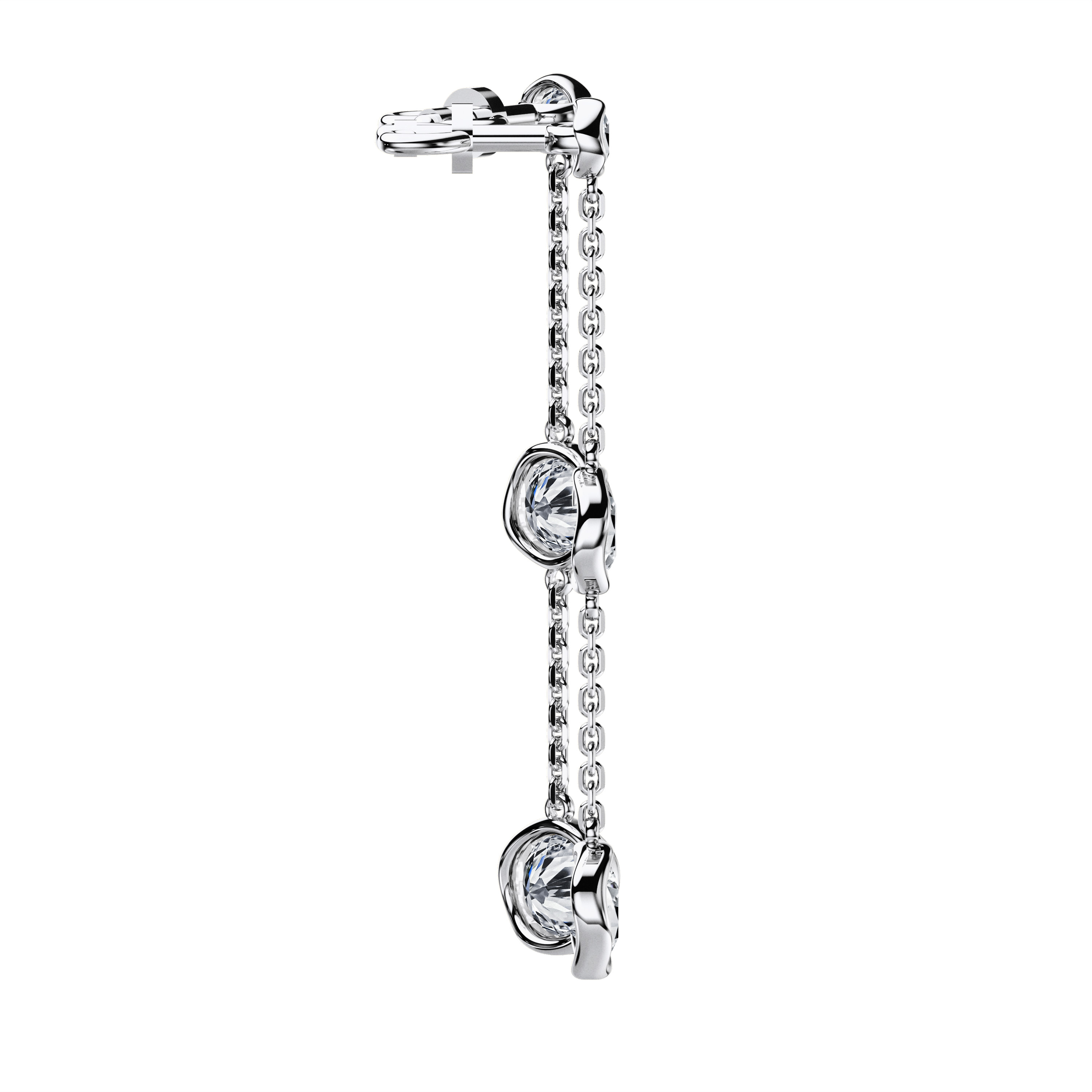 The Moon Ocean Bezel Earrings in 18ct White Gold with Round Centre Stone Alternate shot 4