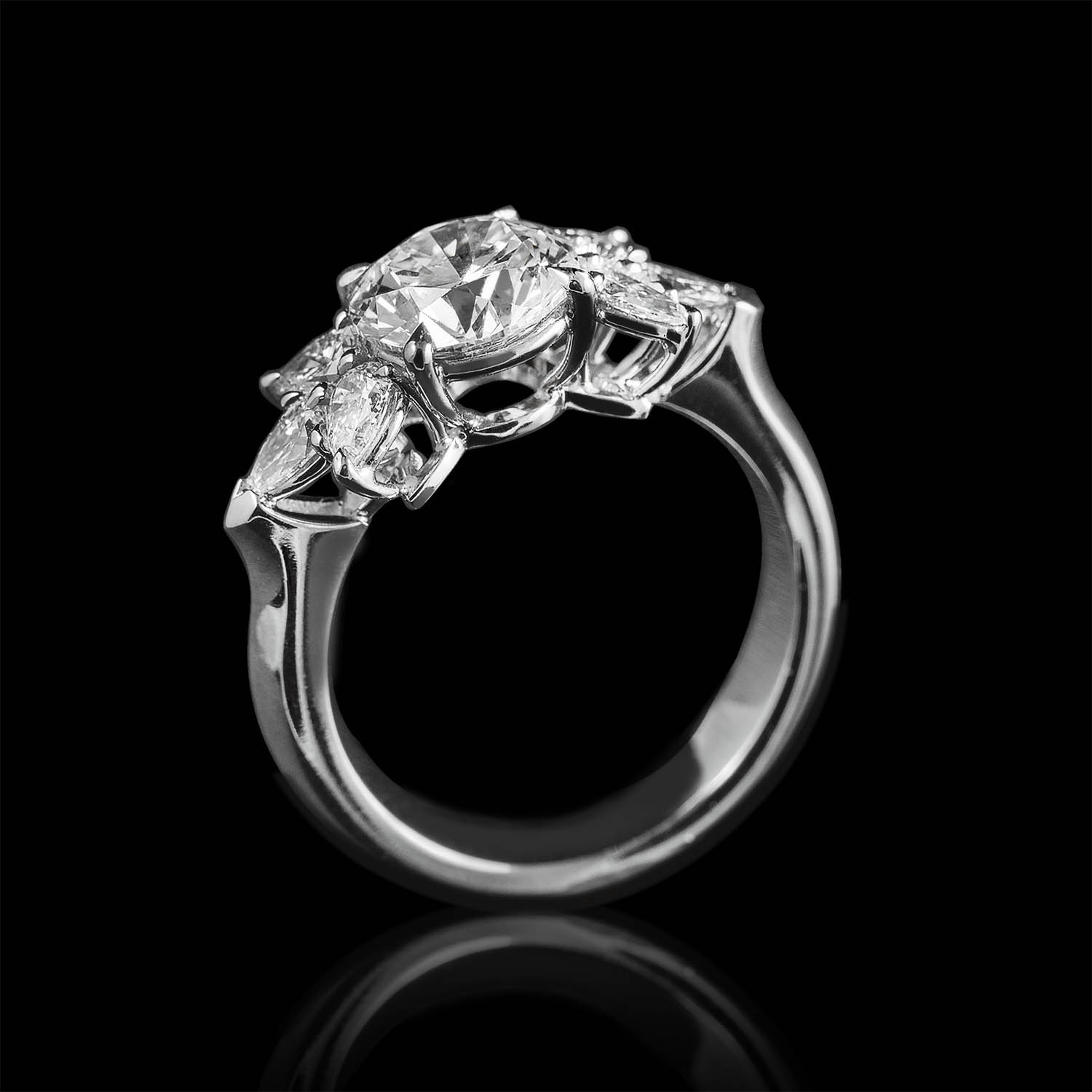 The Moon Ocean Rings in Platinum with Round Centre Stone Alternate shot 2