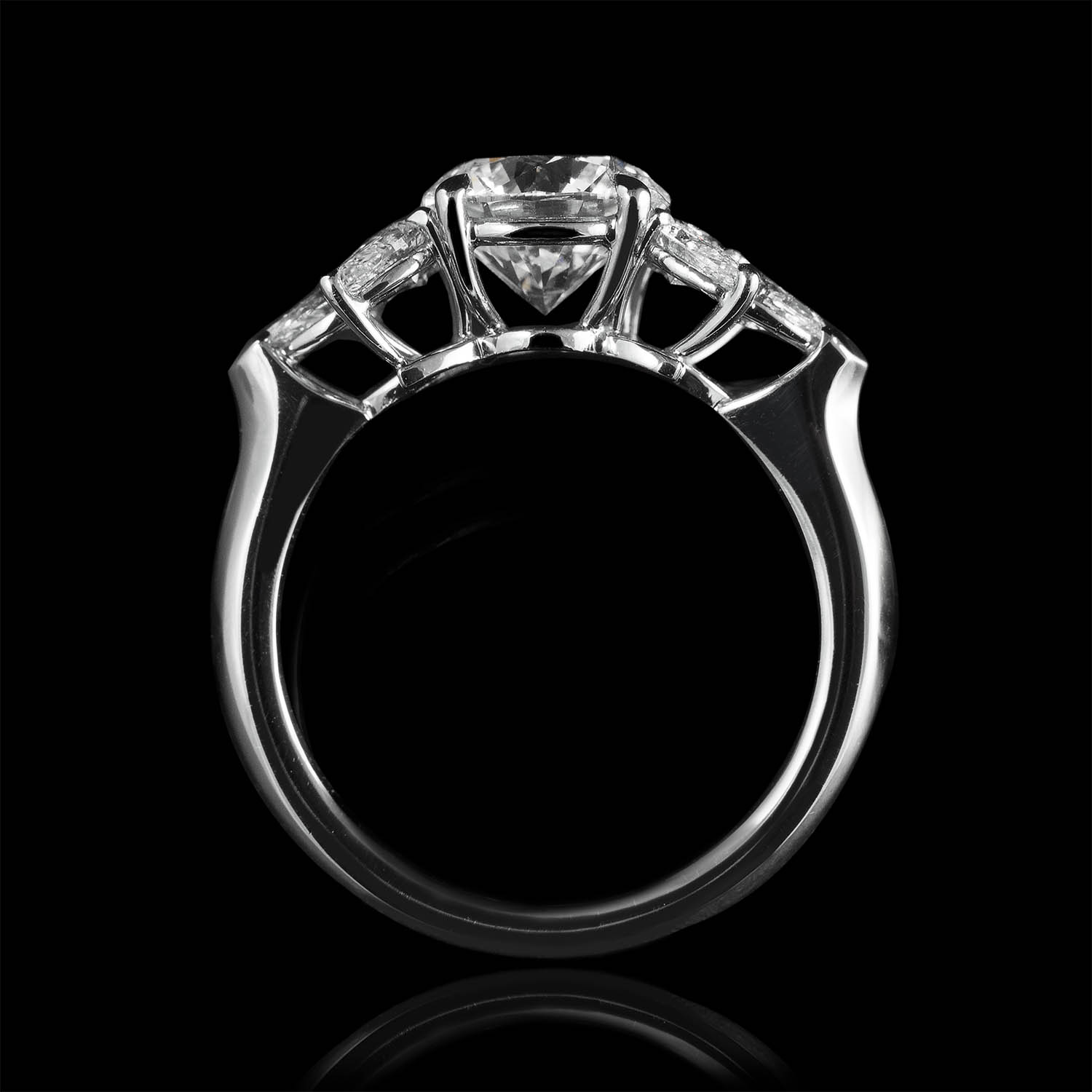 The Moon Ocean Rings in Platinum with Round Centre Stone Alternate shot 3