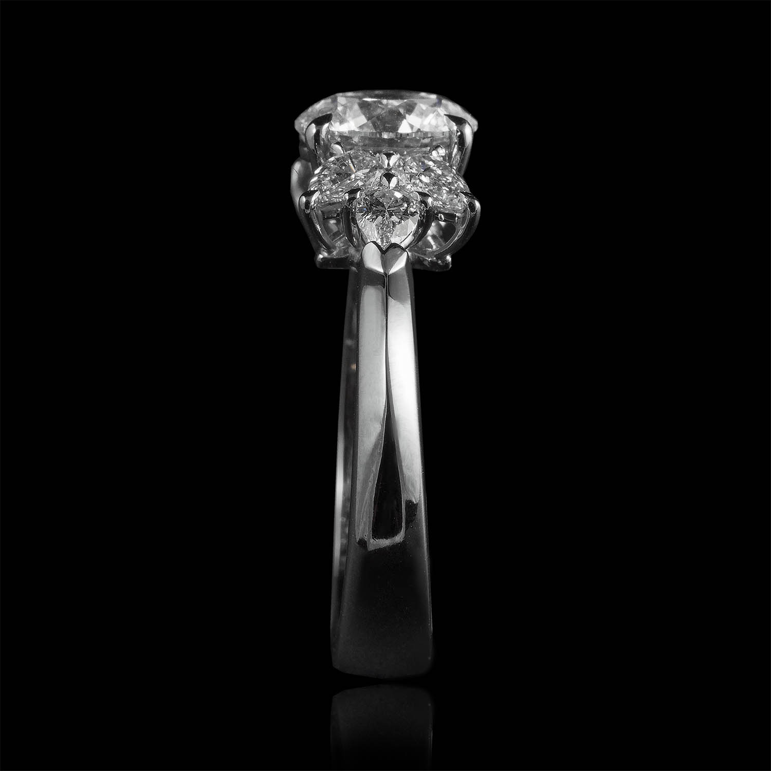 The Moon Ocean Rings in Platinum with Round Centre Stone Alternate shot 4
