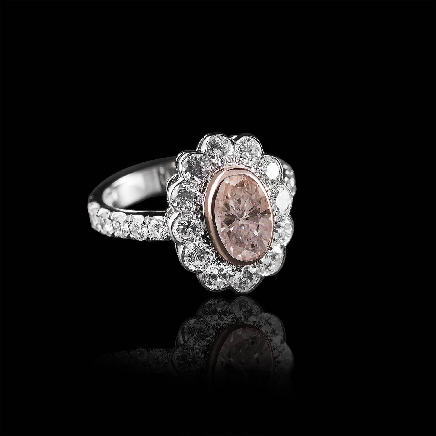 The Moon Ocean Rings in Platinum with Oval Centre Stone Alternate shot 4