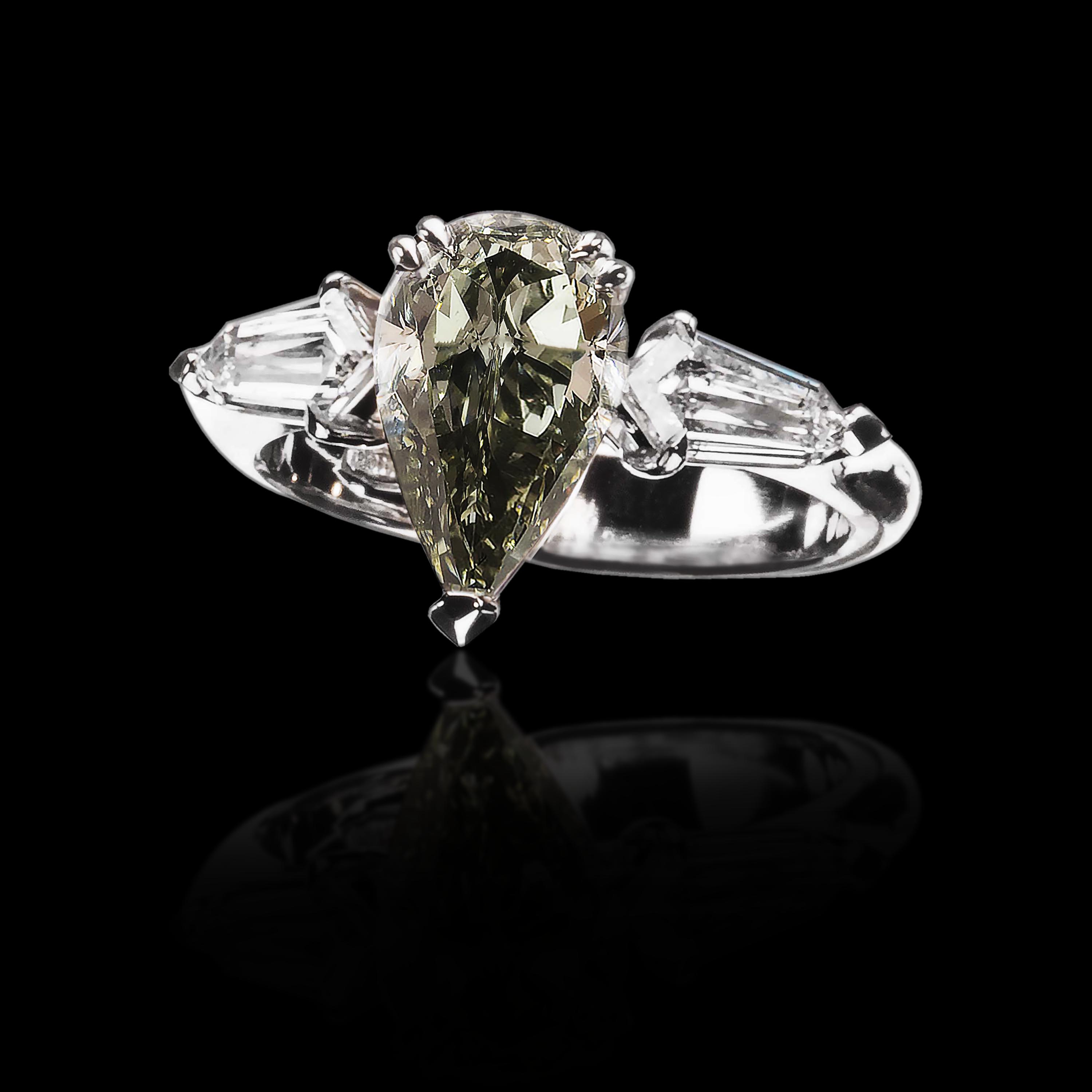 The Moon Ocean Rings in Platinum with Pear Centre Stone Alternate shot 2