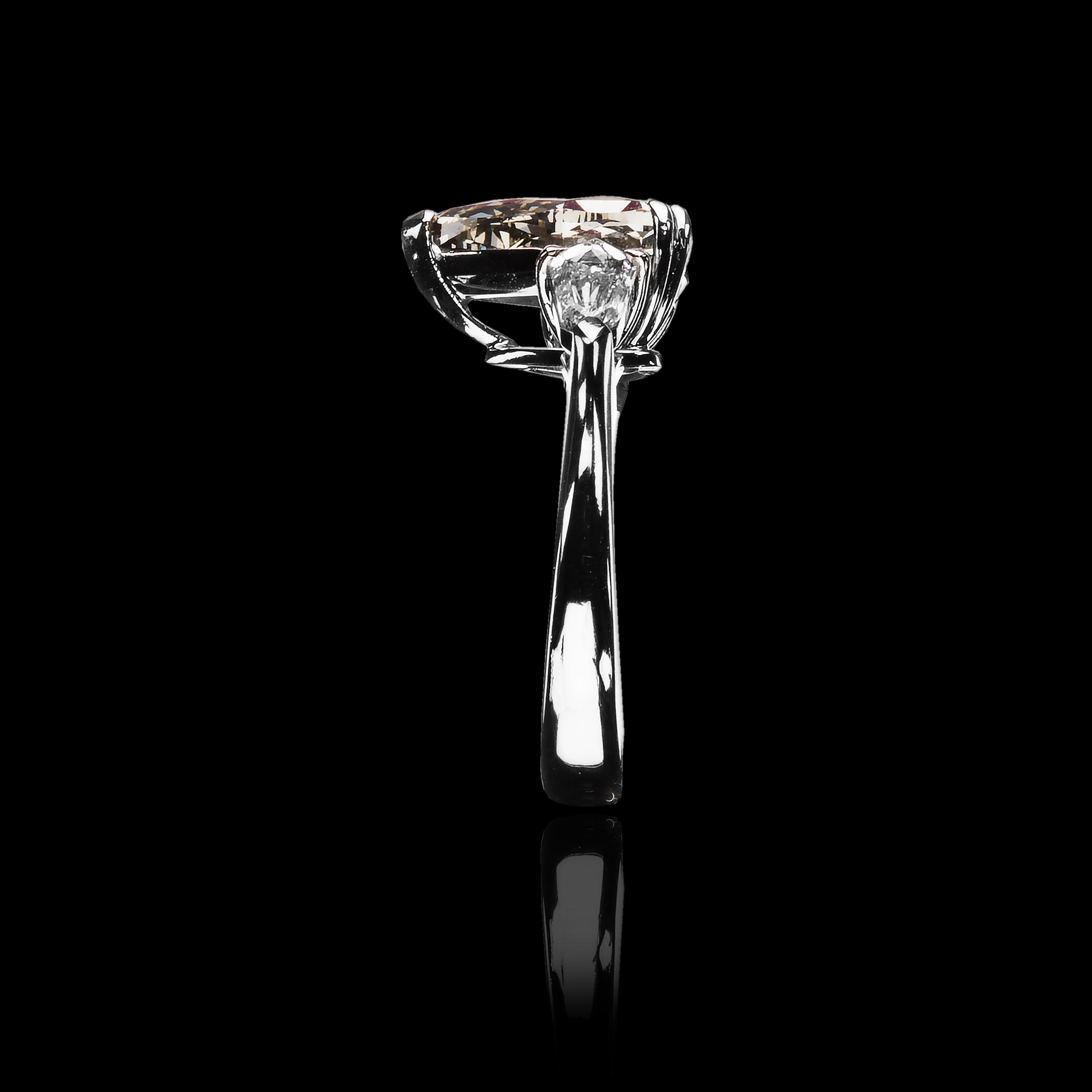 The Moon Ocean Rings in Platinum with Pear Centre Stone Alternate shot 3