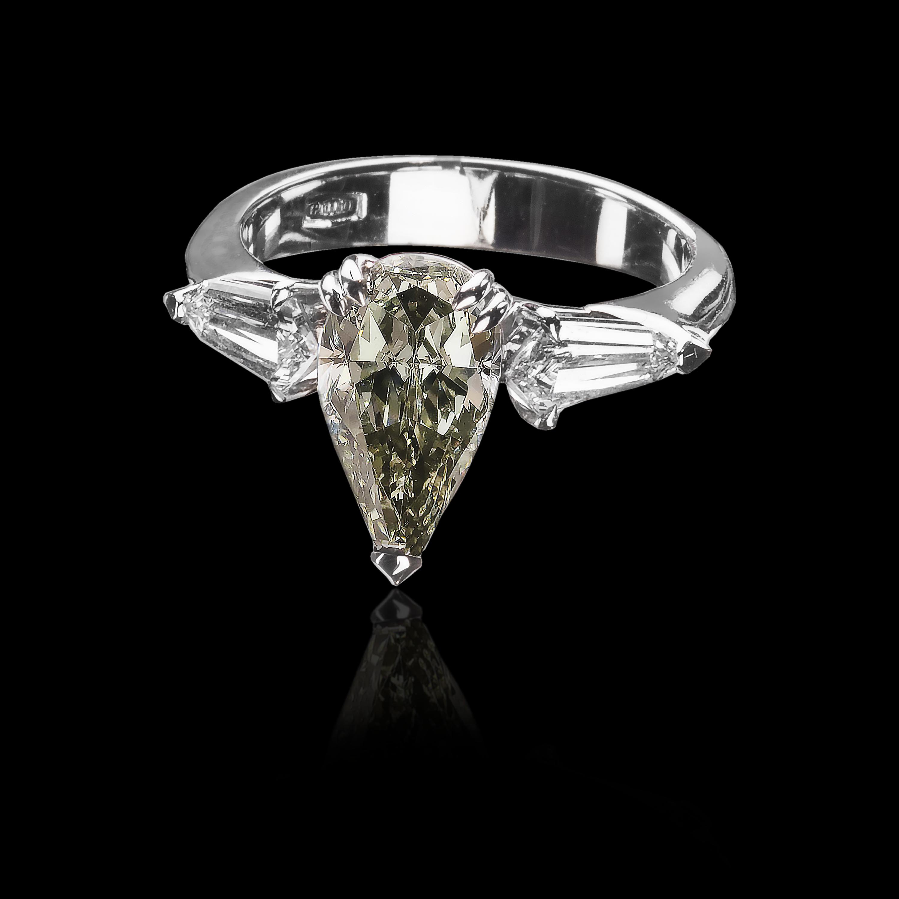 The Moon Ocean Rings in Platinum with Pear Centre Stone Alternate shot 4