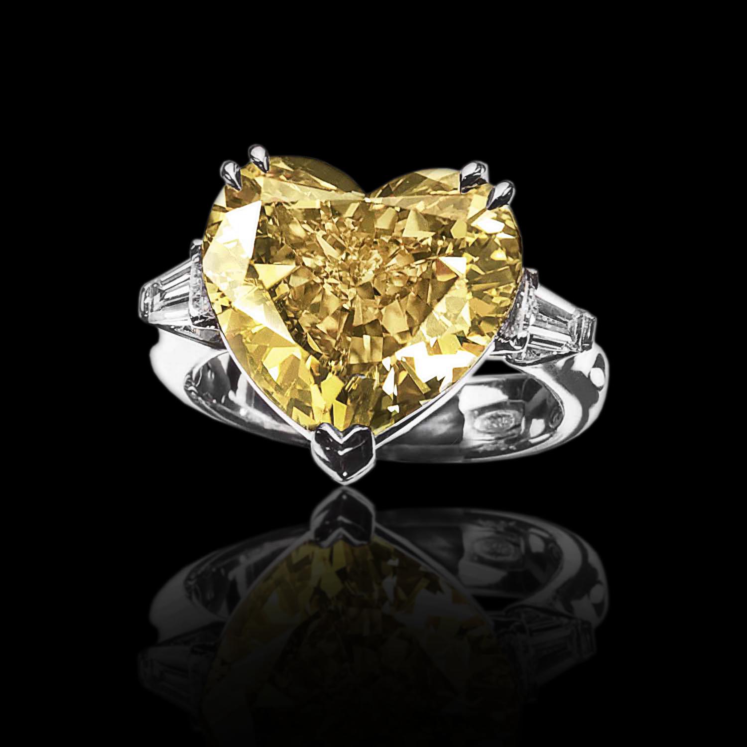 The Moon Ocean Rings in Platinum with Heart Centre Stone Alternate shot 3