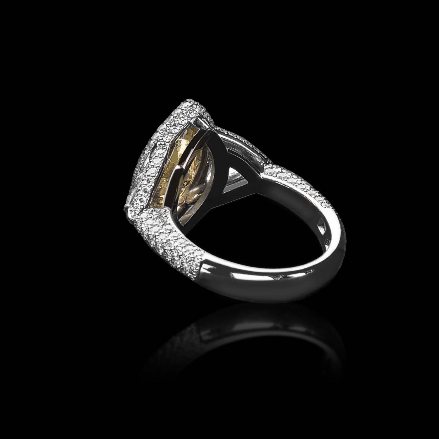 The Moon Ocean Halo Rings in Platinum with Marquise Centre Stone Alternate shot 4