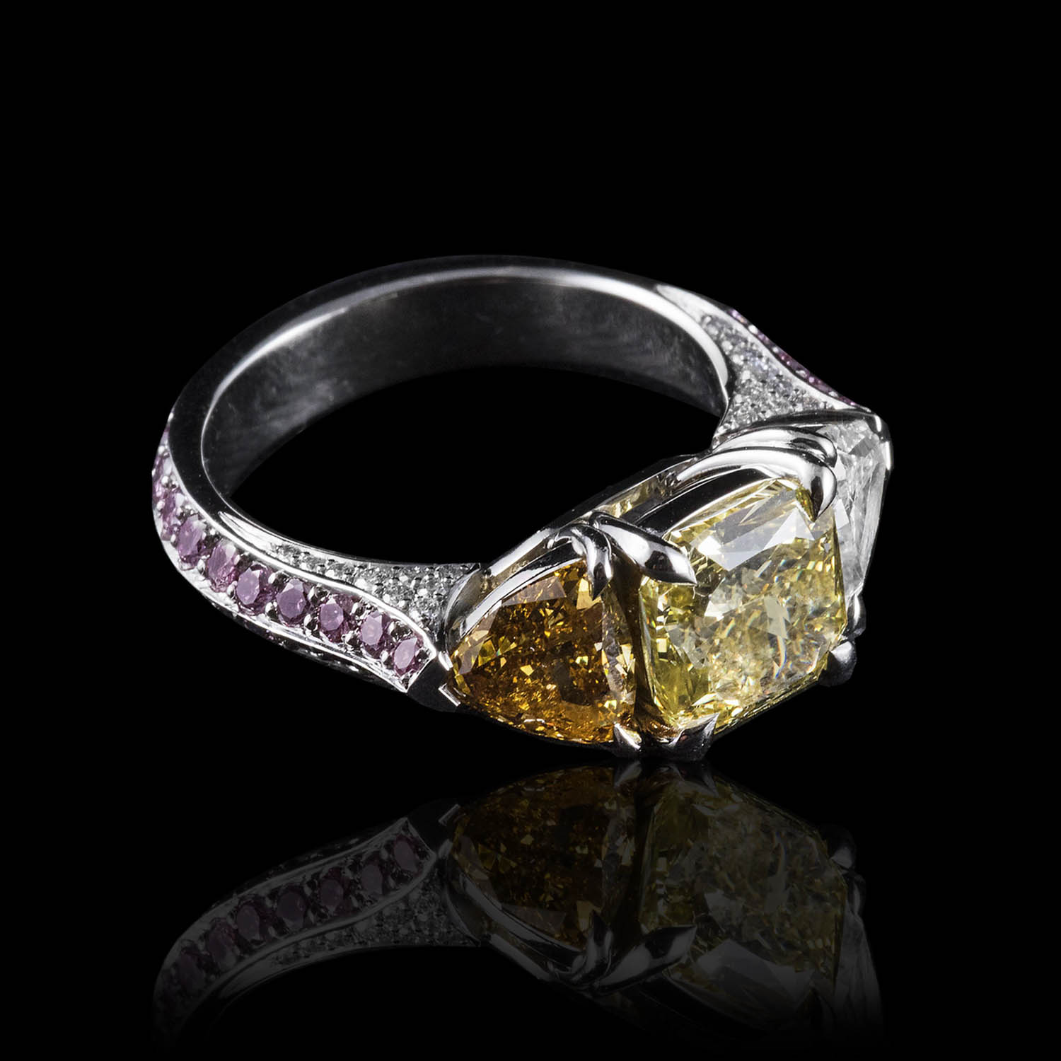 The Moon Ocean Rings in Platinum with Cushion Centre Stone Alternate shot 2