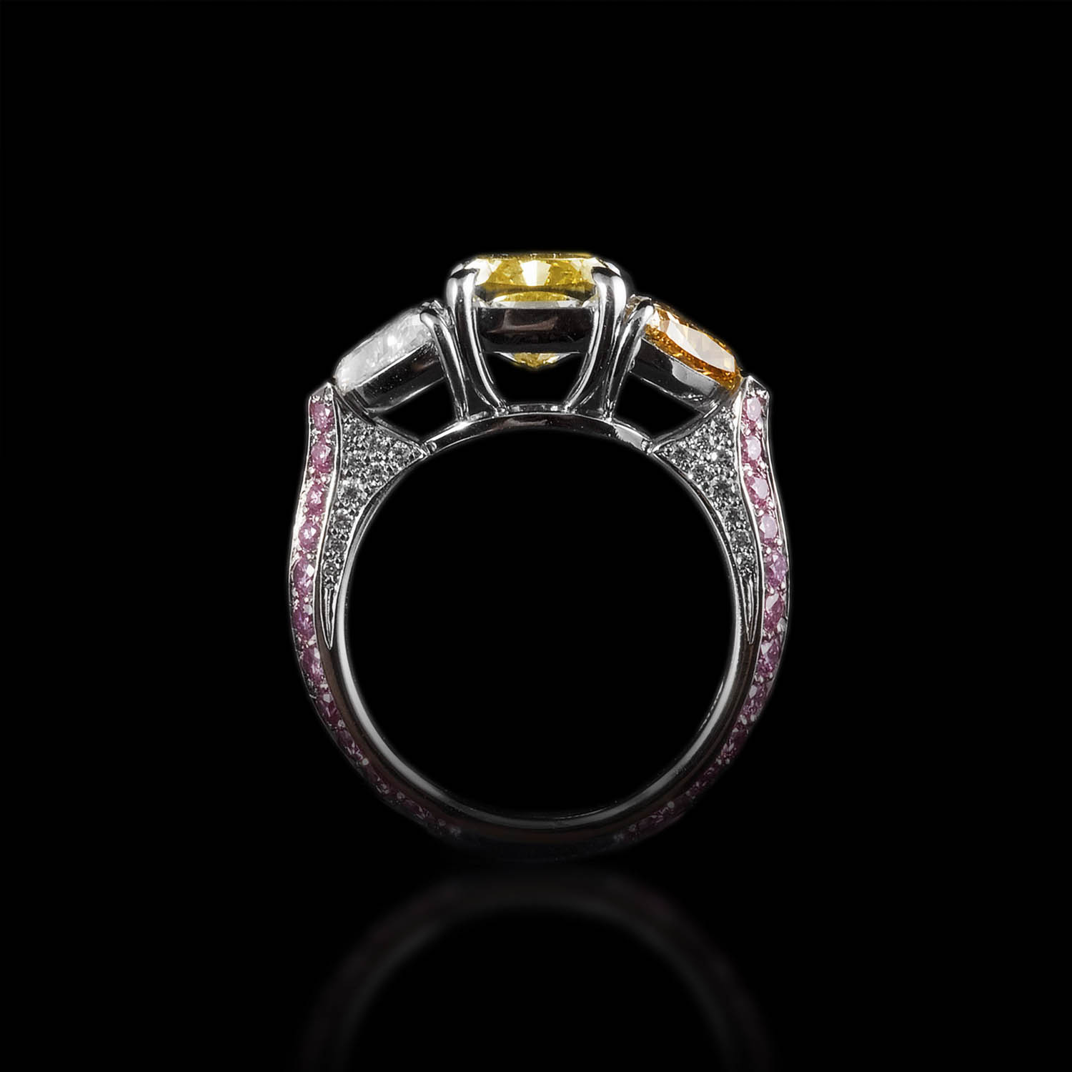 The Moon Ocean Rings in Platinum with Cushion Centre Stone Alternate shot 3