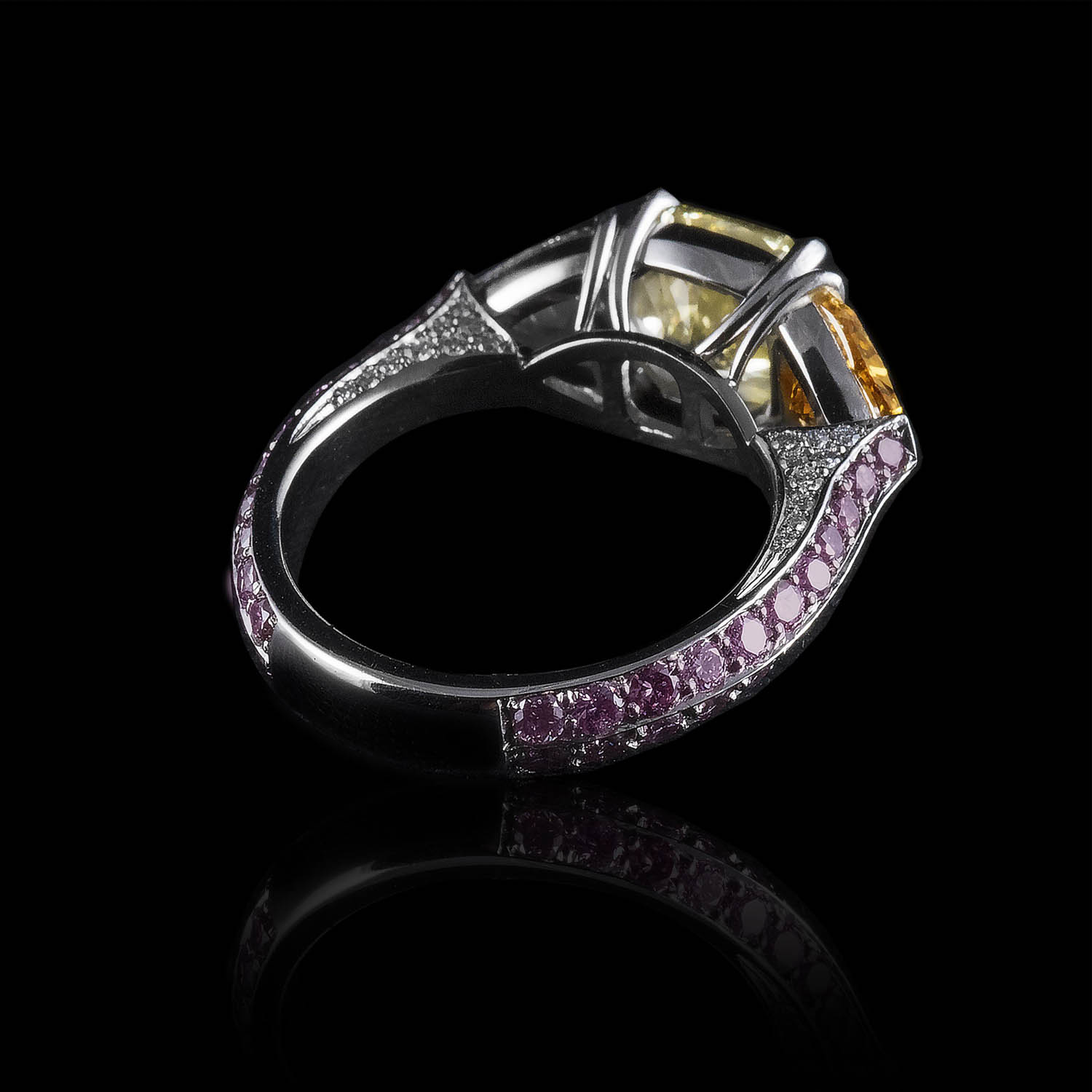The Moon Ocean Rings in Platinum with Cushion Centre Stone Alternate shot 5