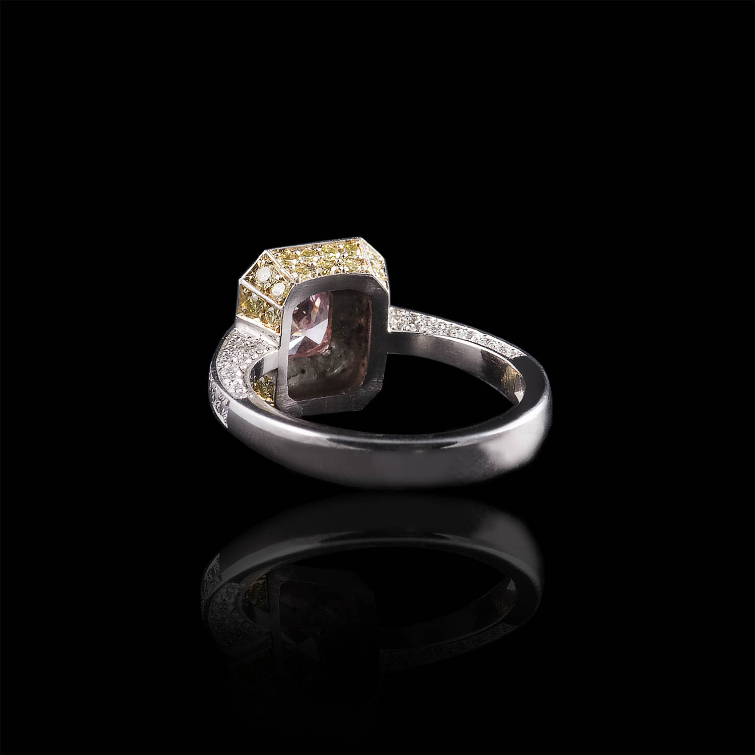 The Moon Ocean Rings in Platinum with Cushion Centre Stone Alternate shot 6