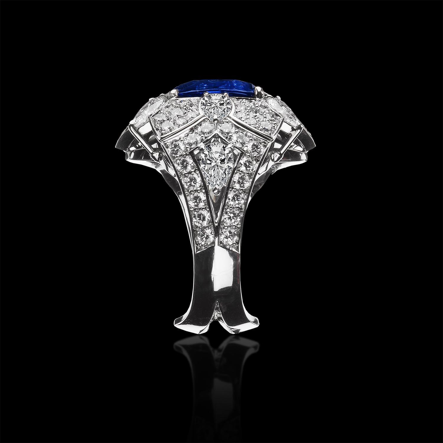 The Moon Ocean Rings in Platinum with Oval Centre Stone Alternate shot 2