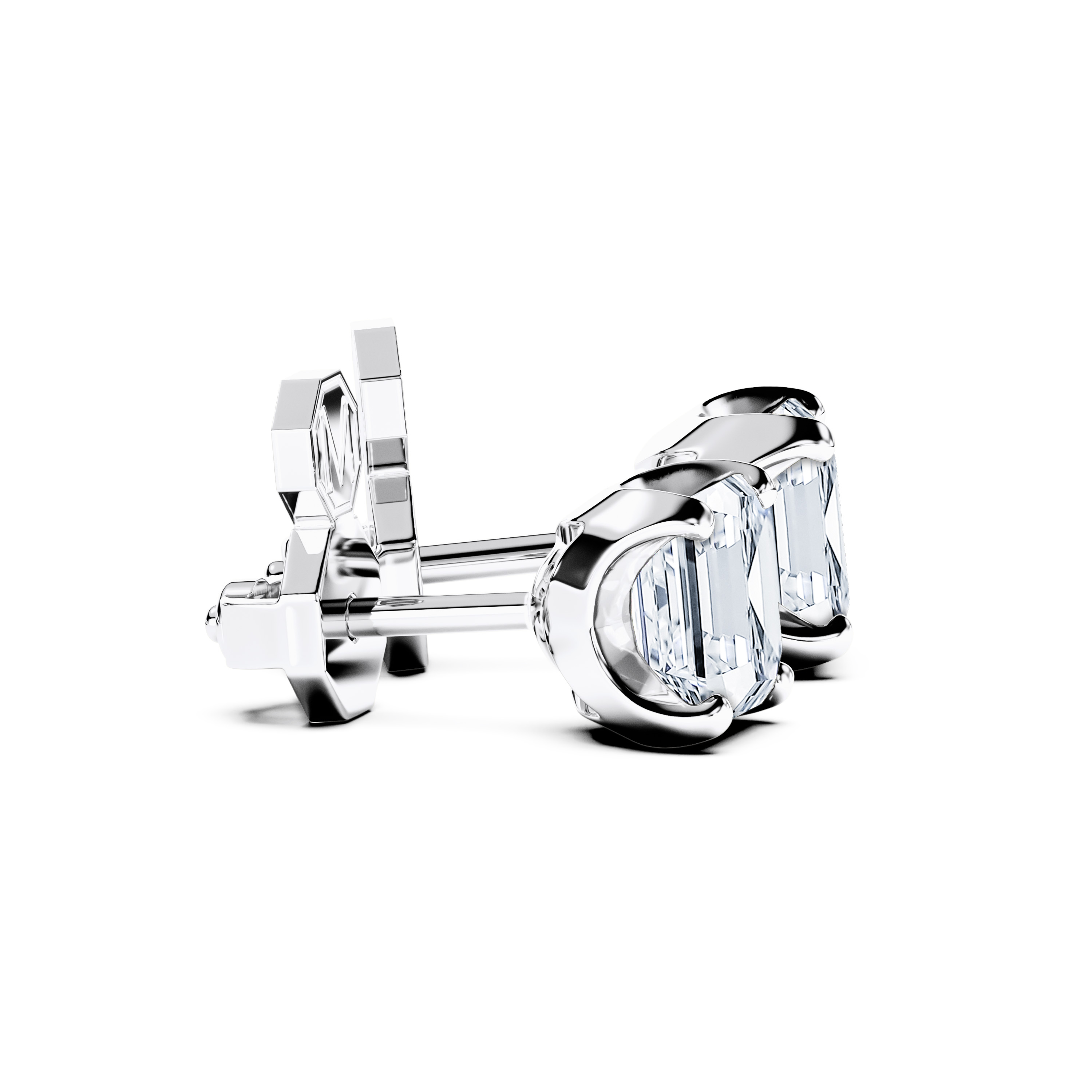 The Moon Ocean Stud Earrings in 18ct White Gold with Asscher Centre Stone Alternate shot 3